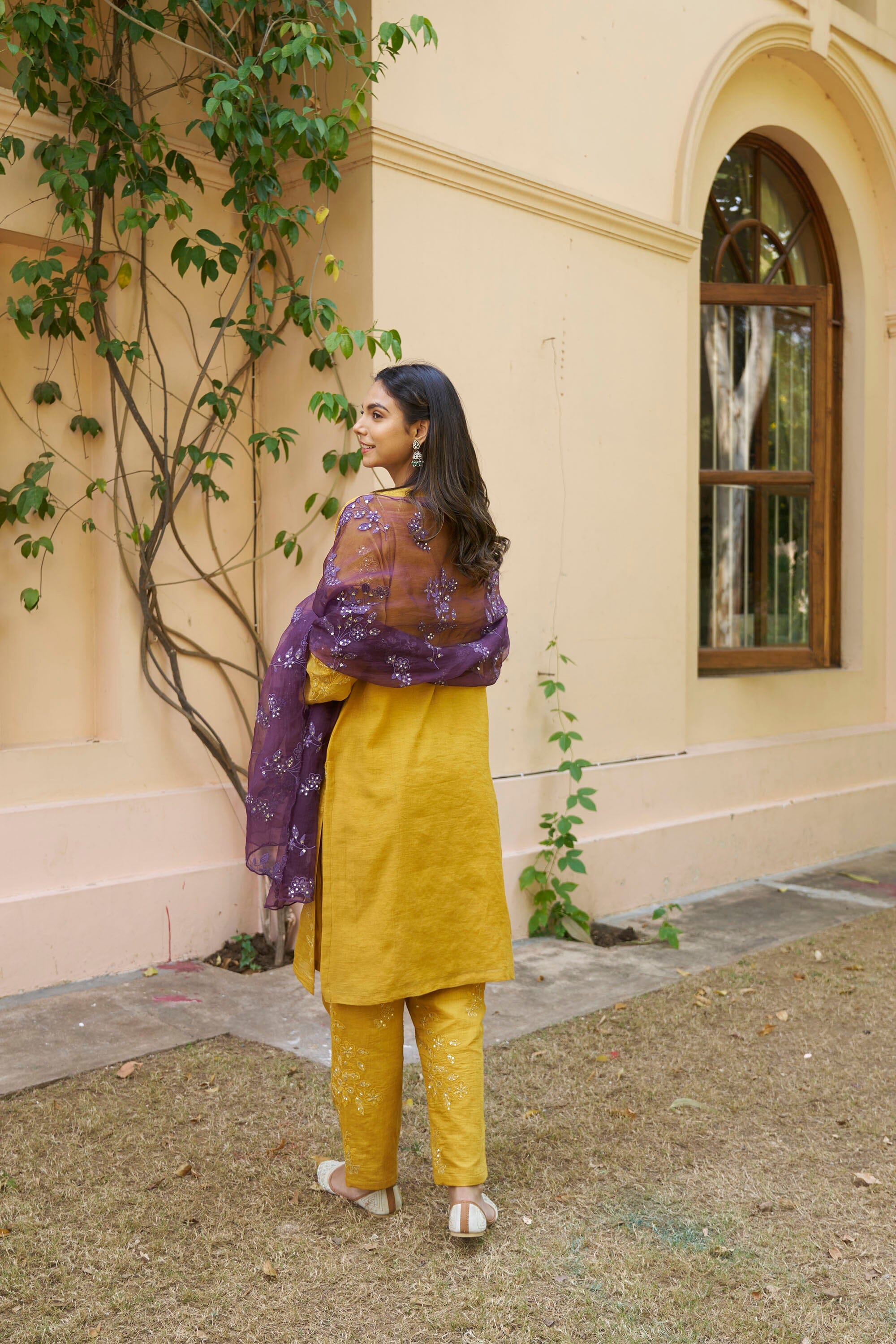 kikli mustard- set of 3( kurta, pant & dupatta) Naaz By Noor
