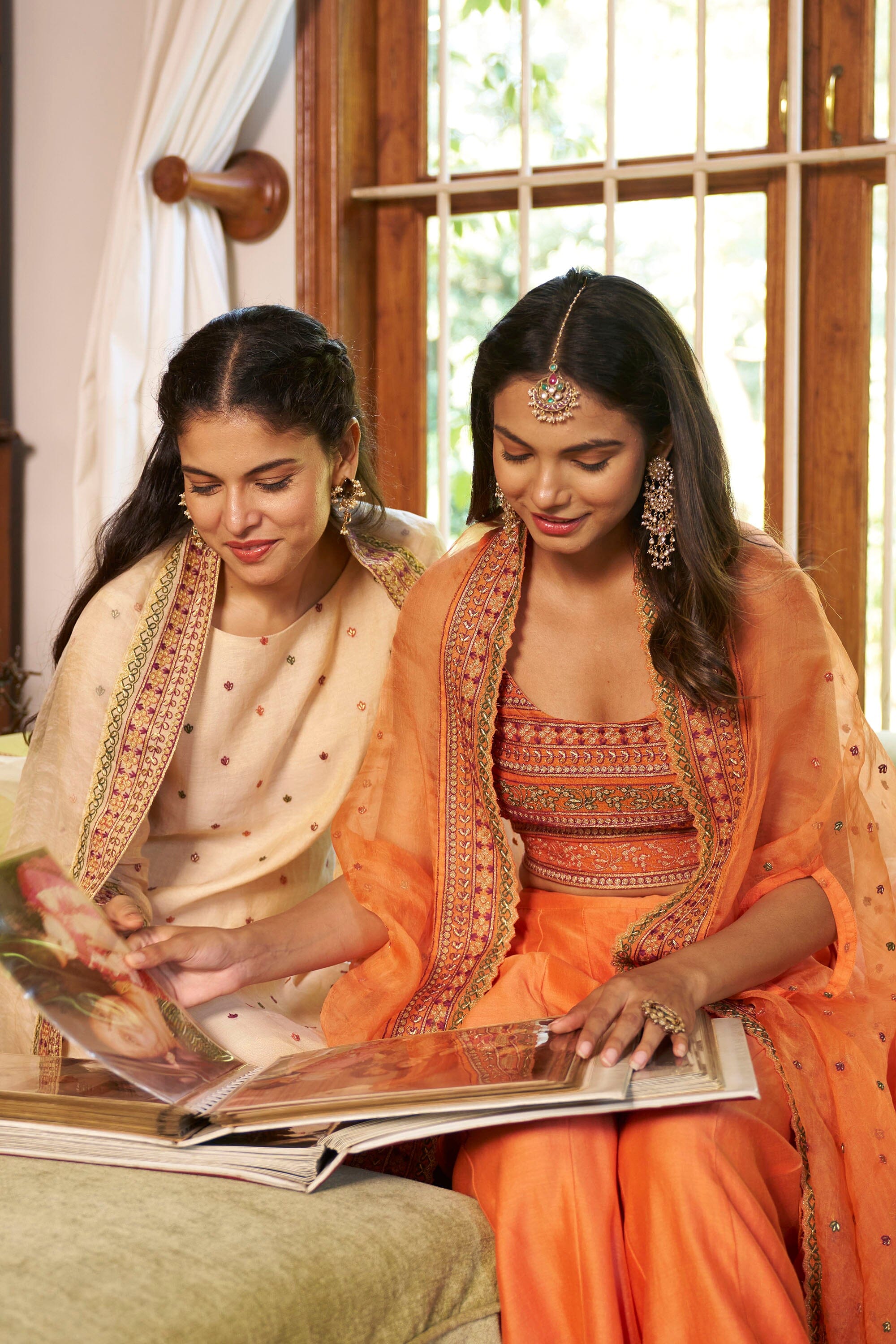 kikli orange-set of 3 ( crop top, sharara & cape style dupatta) Naaz By Noor