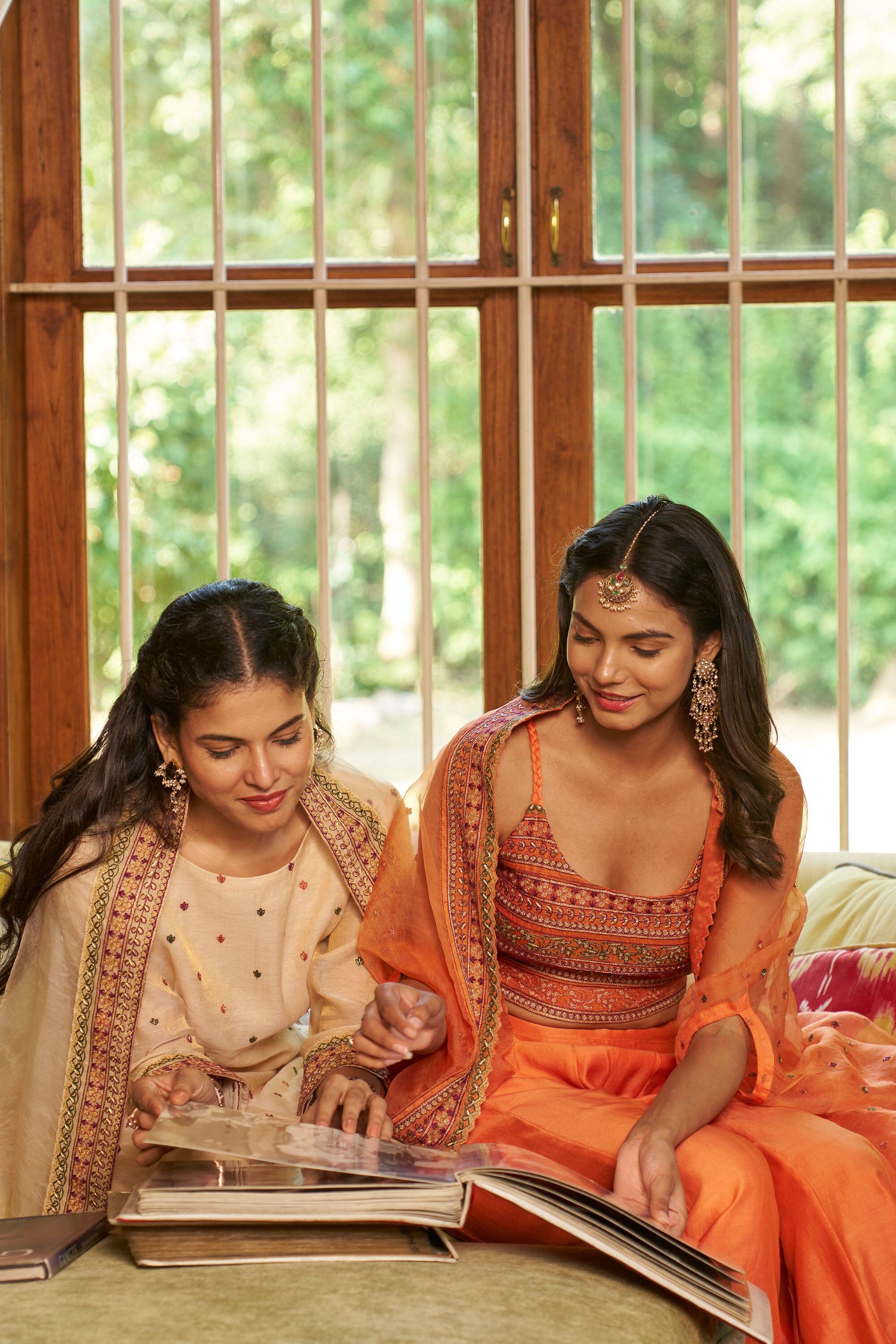 kikli orange-set of 3 ( crop top, sharara & cape style dupatta) Naaz By Noor