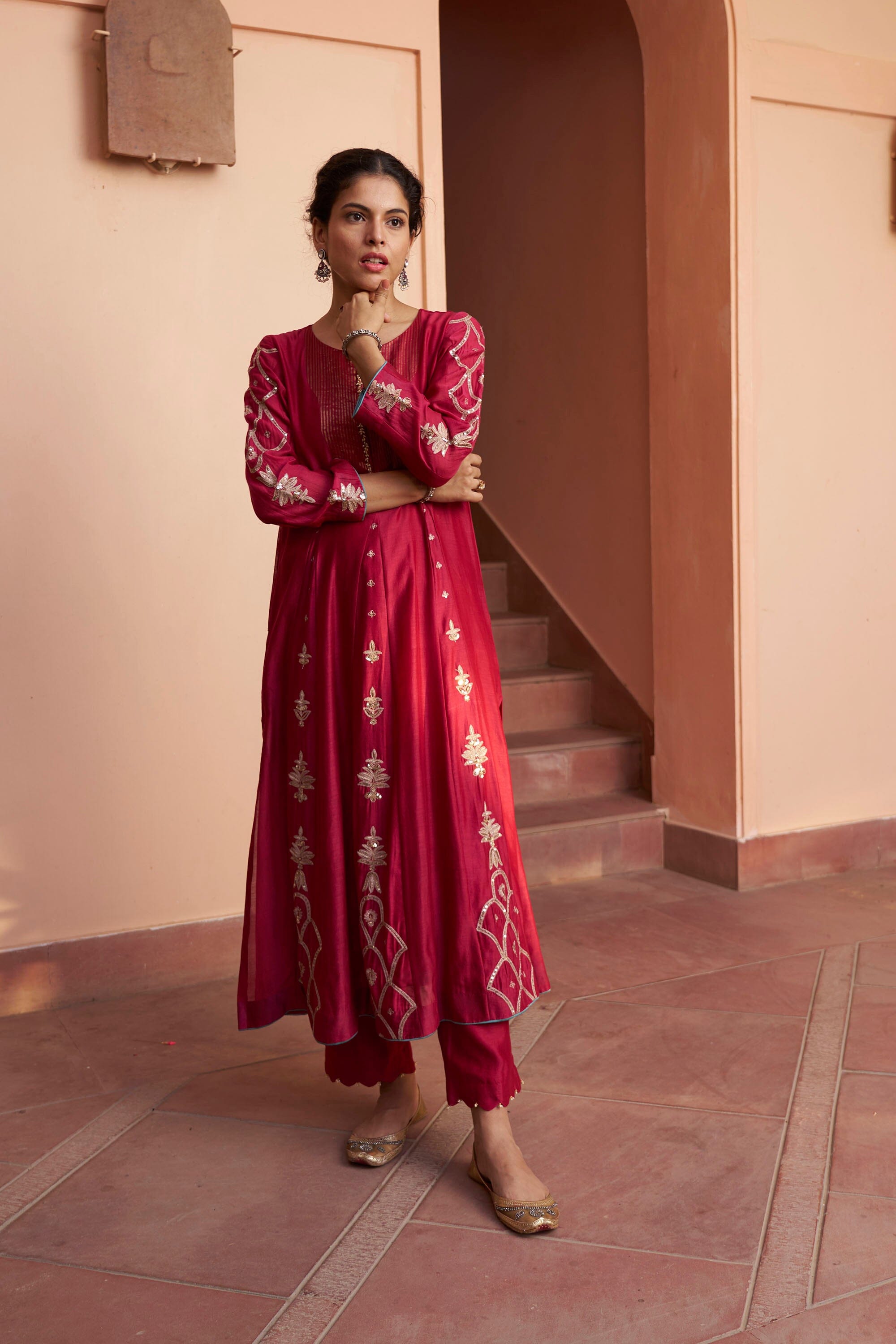 kikli plum-set of 3 (kurta, pant & dupatta) Naaz By Noor