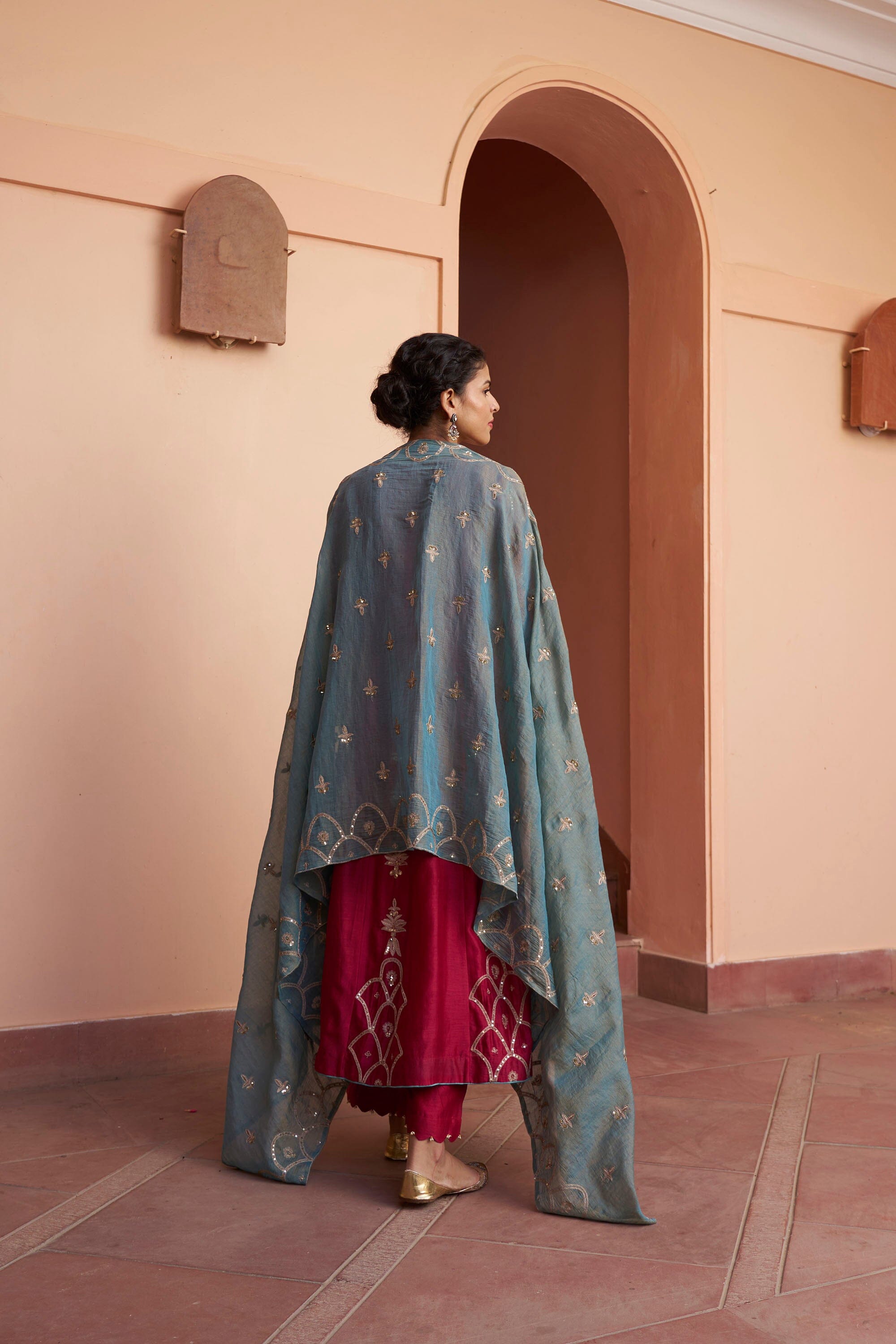 kikli plum-set of 3 (kurta, pant & dupatta) Naaz By Noor