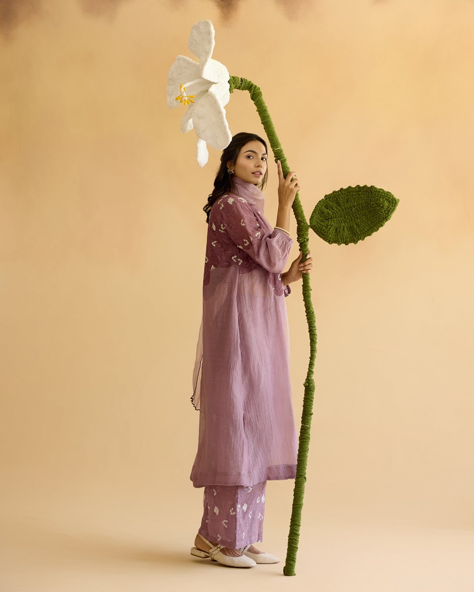 PEACEFUL FLOWER CHILD-SET OF 3( KURTA,PANT& DUPATTA) Naaz By Noor