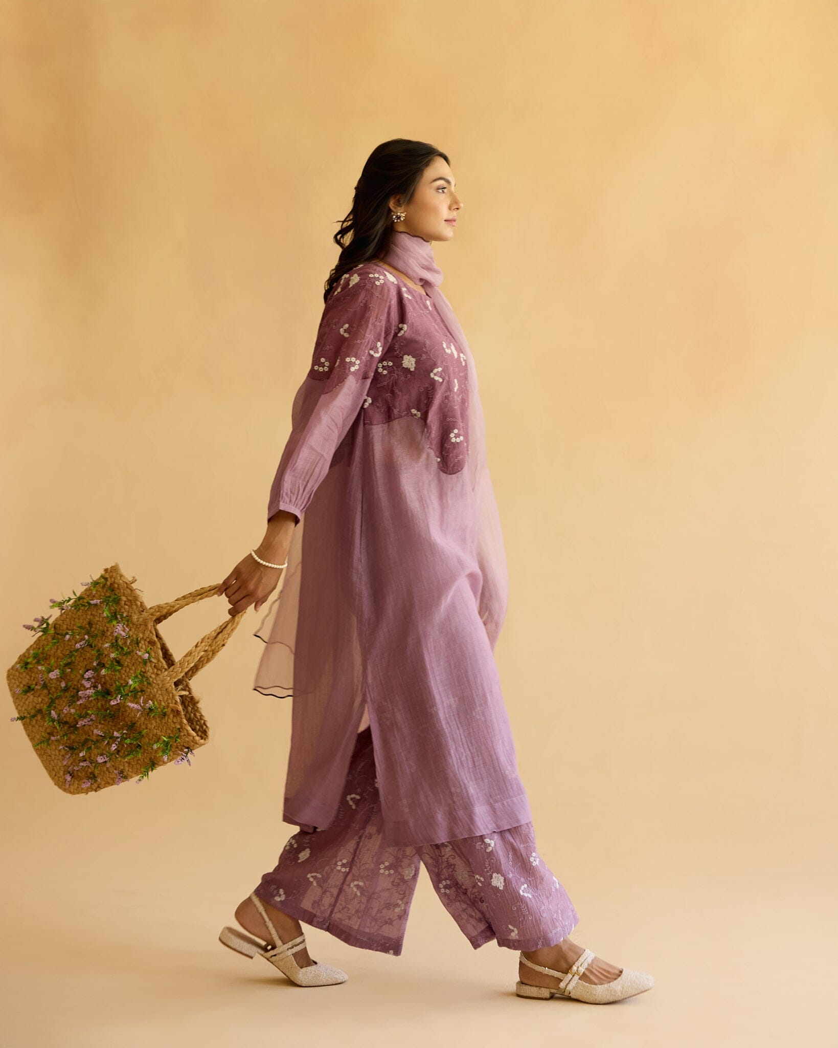 PEACEFUL FLOWER CHILD-SET OF 3( KURTA,PANT& DUPATTA) Naaz By Noor