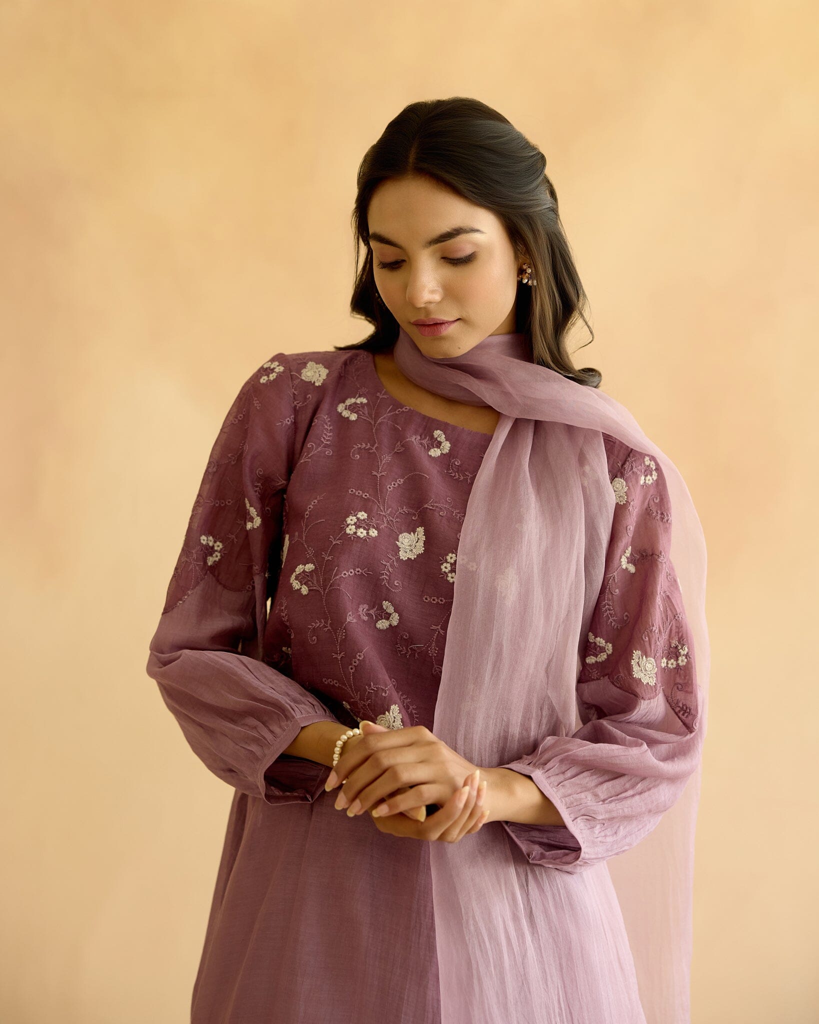 PEACEFUL FLOWER CHILD-SET OF 3( KURTA,PANT& DUPATTA) Naaz By Noor