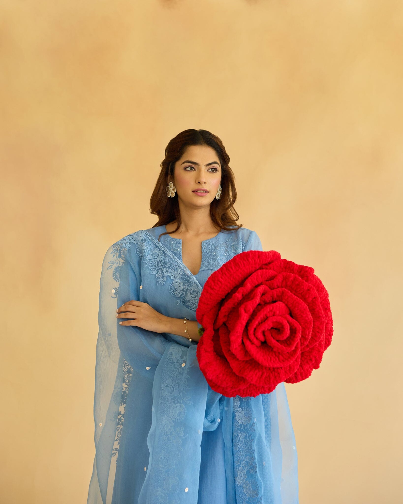 RAD FLOWER CHILD-SET OF 3(KURTA,PANT& DUPATTA) Naaz By Noor