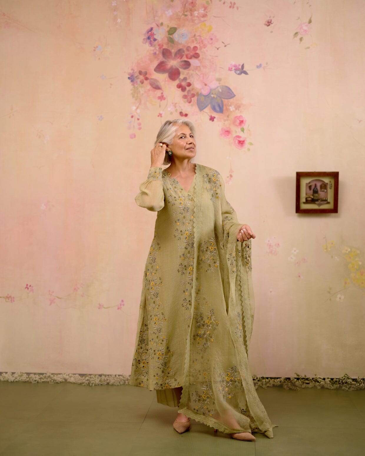 SOFT GREEN -SET OF 3( KURTA,PANT & DUPATTA) Naaz By Noor