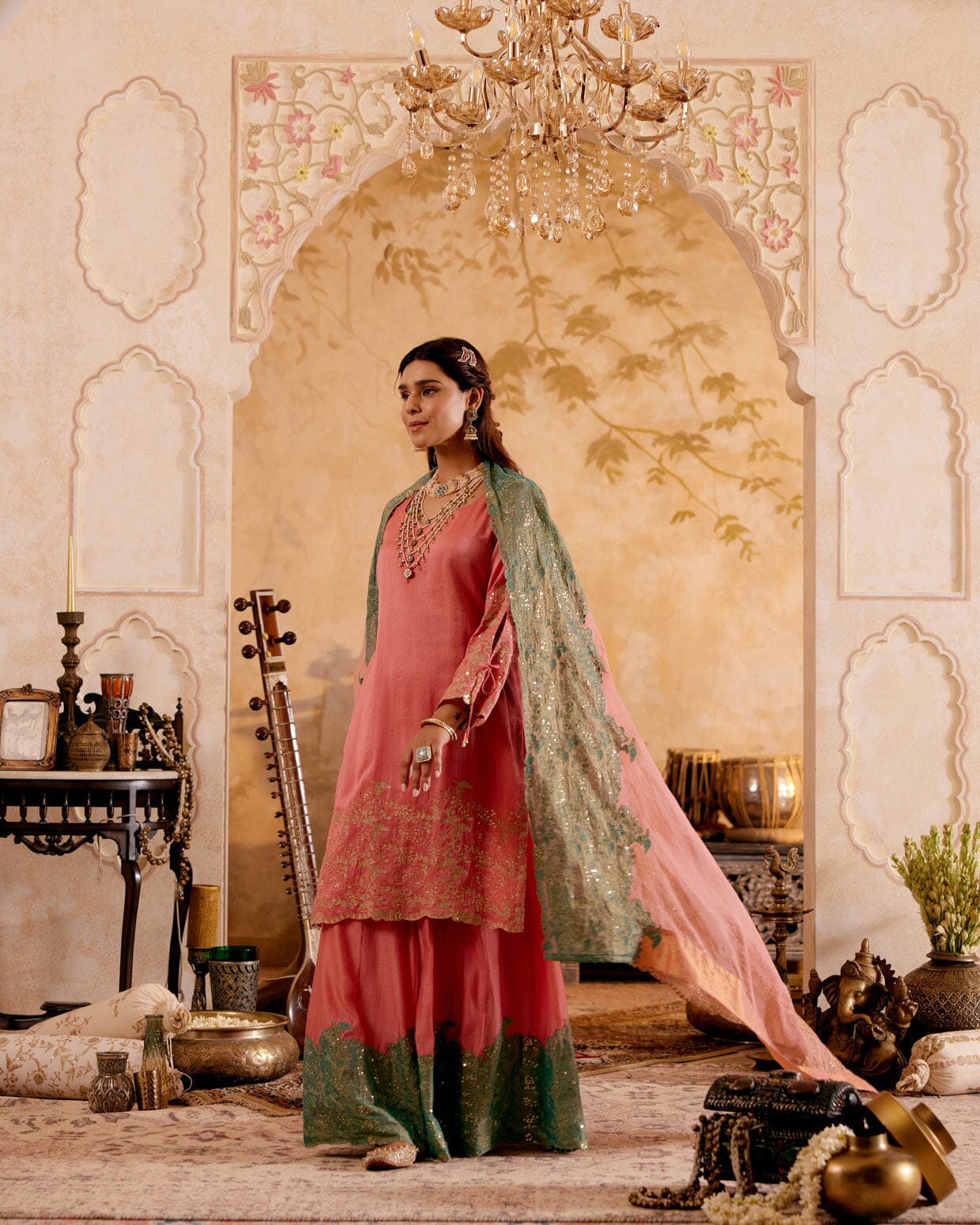 SURMAYI raag Bhairavi- set of 3( kurta, sharara & dupatta) Naaz By Noor