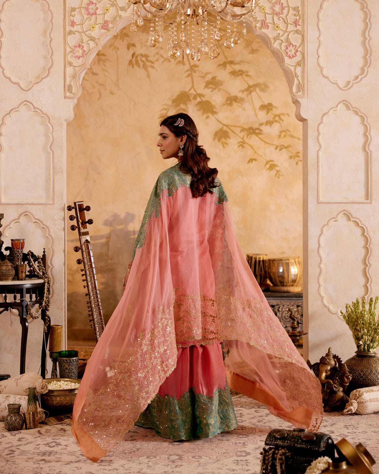 SURMAYI raag Bhairavi- set of 3( kurta, sharara & dupatta) Naaz By Noor