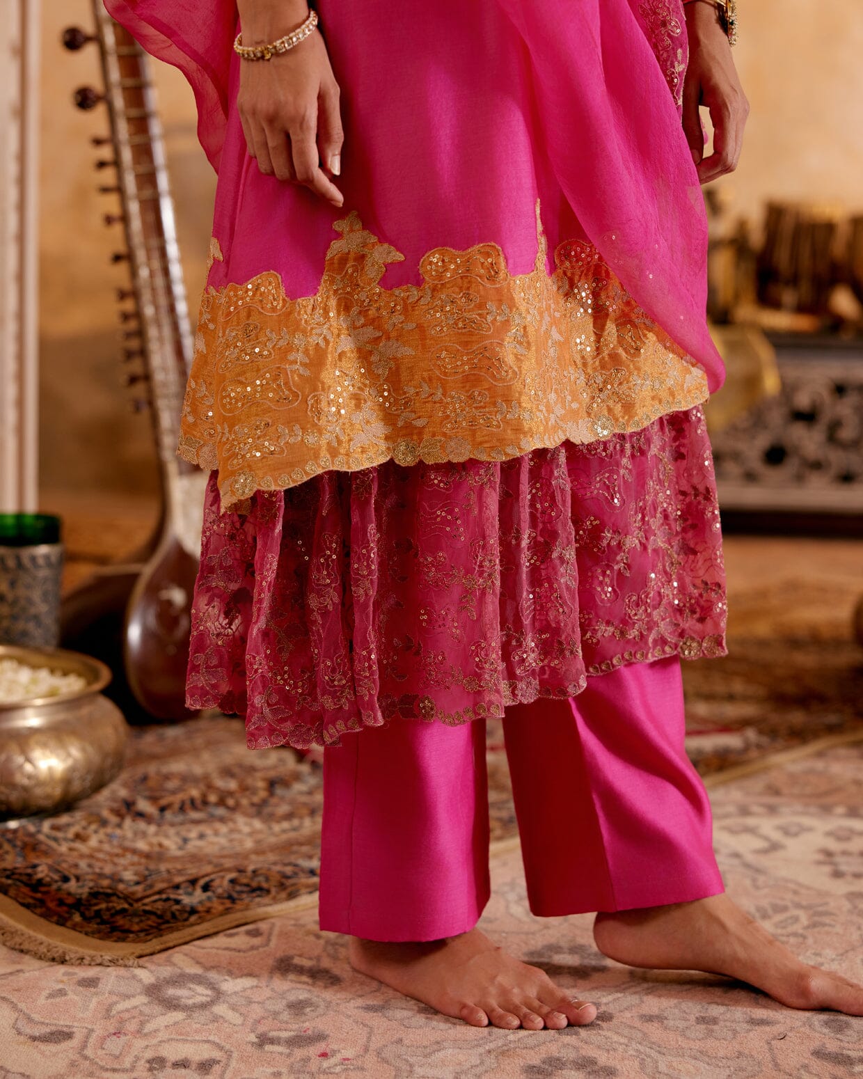 SURMAYI raag Darbari- set of 3( kurta, pant & dupatta) Naaz By Noor