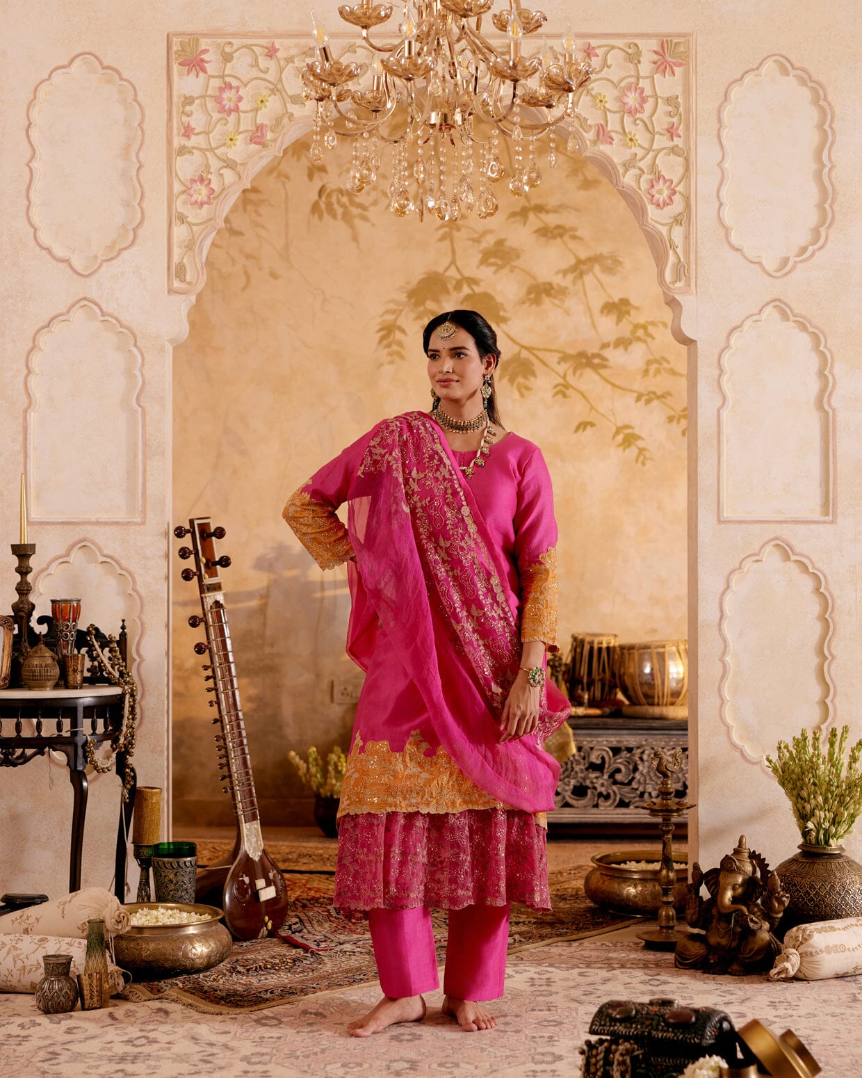 SURMAYI raag Darbari- set of 3( kurta, pant & dupatta) Naaz By Noor