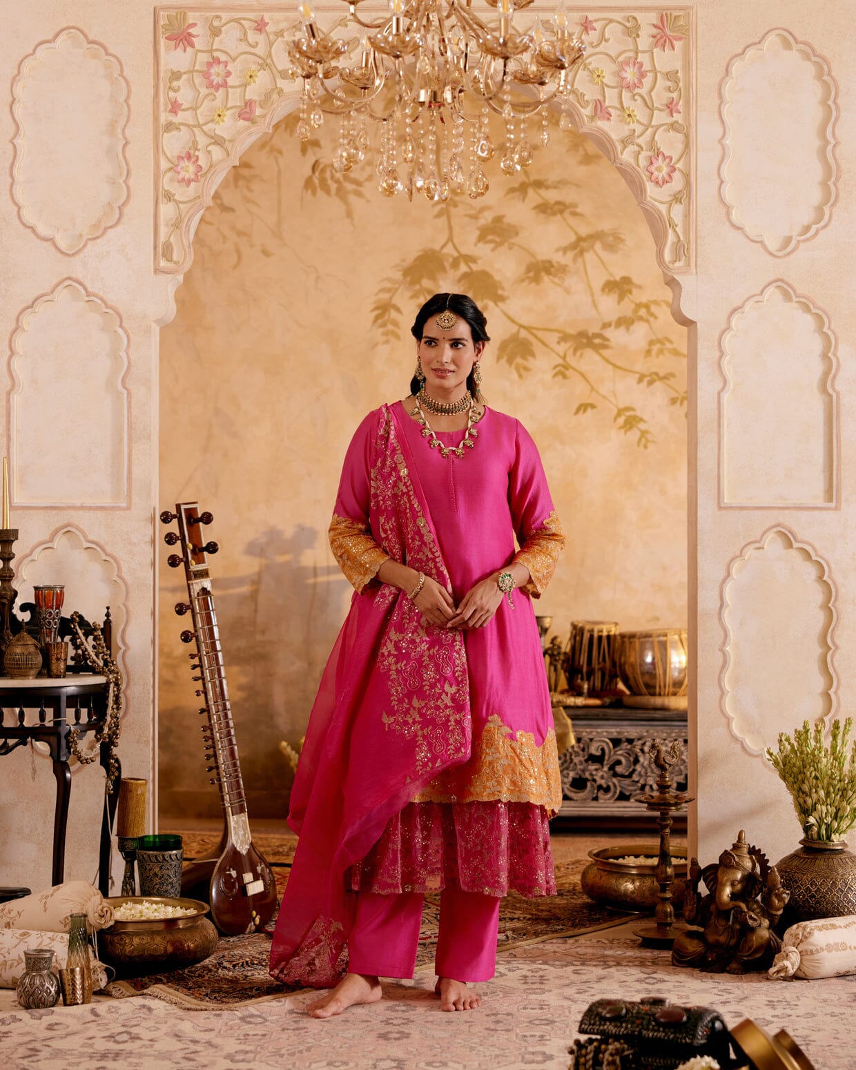 SURMAYI raag Darbari- set of 3( kurta, pant & dupatta) Naaz By Noor