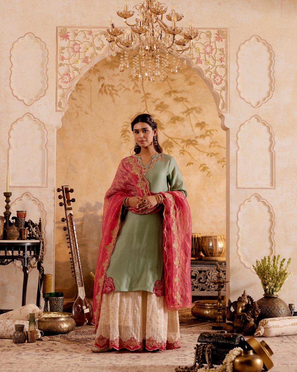SURMAYI raag Indirani- set of 3( kurta, sharara & dupatta) Naaz By Noor