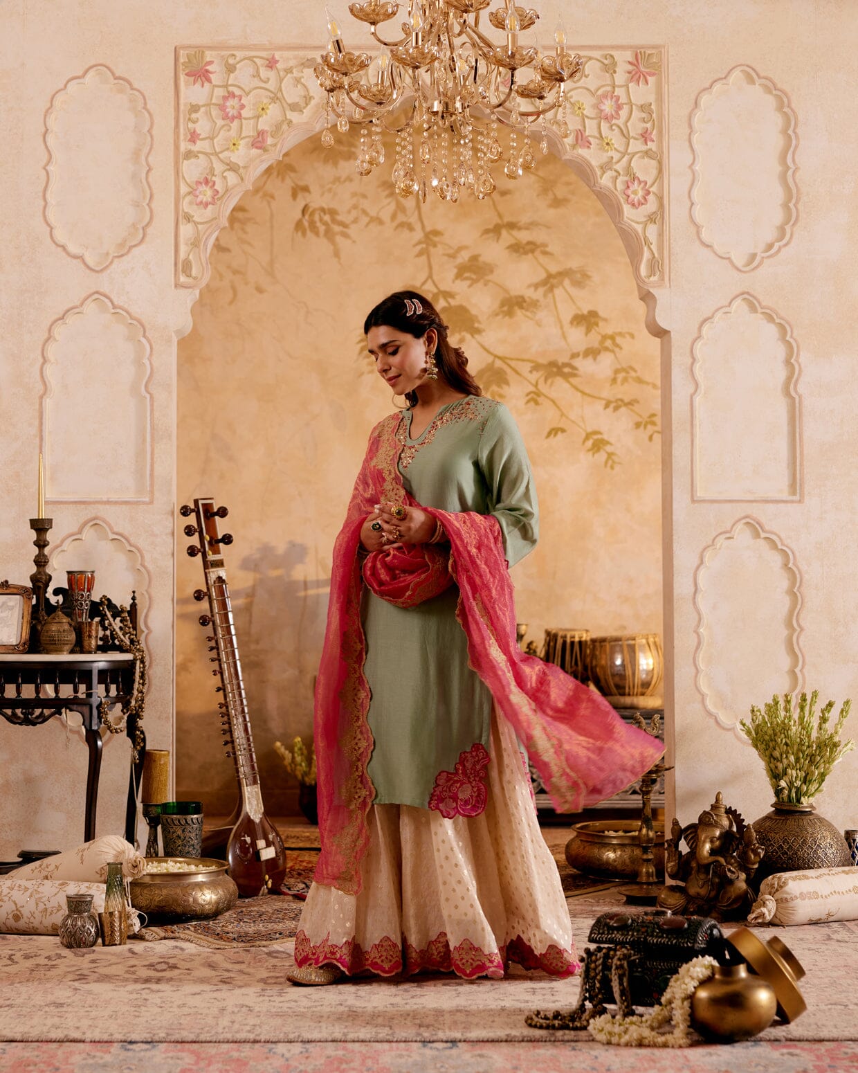 SURMAYI raag Indirani- set of 3( kurta, sharara & dupatta) Naaz By Noor