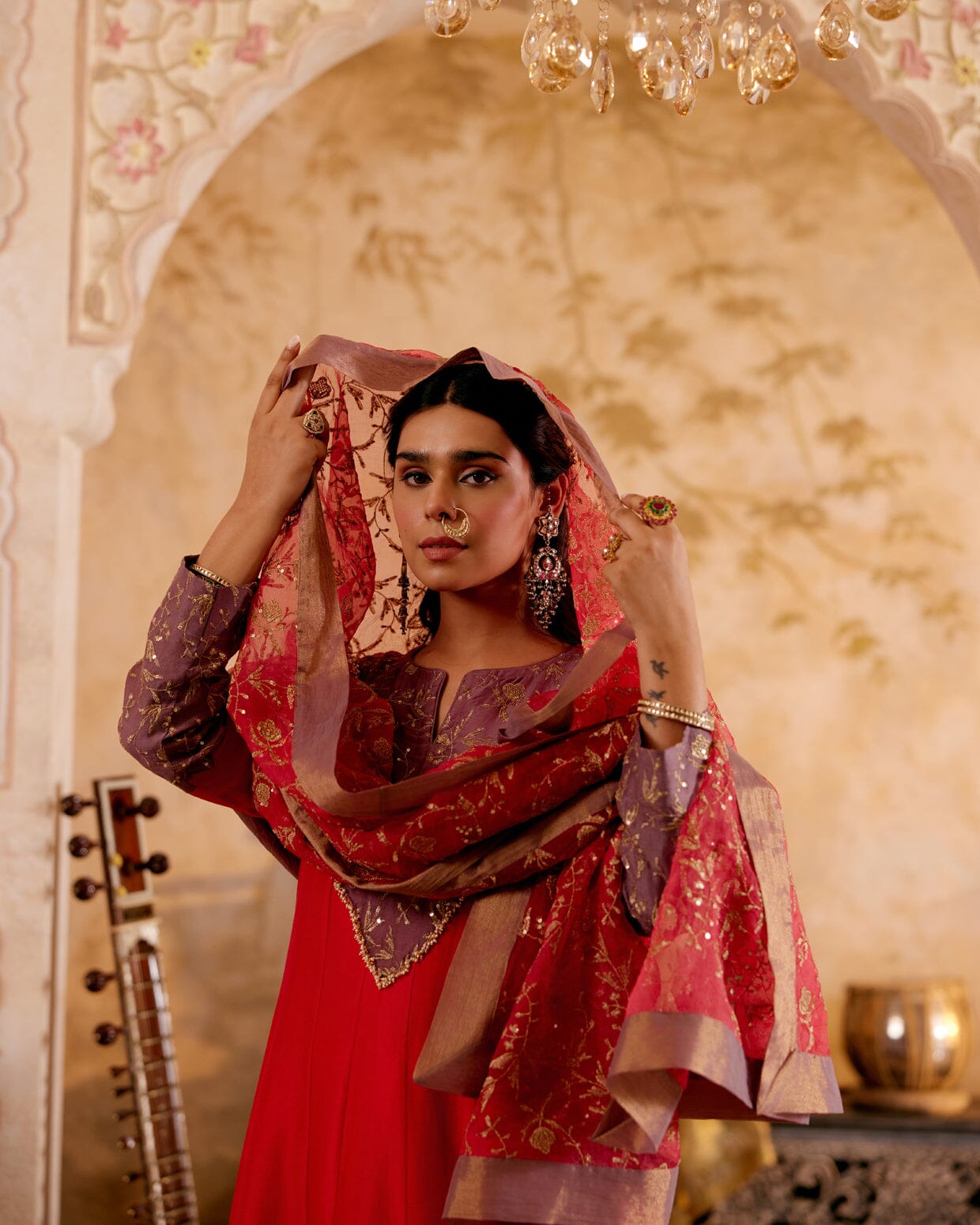 SURMAYI raag Kafi- set of 3( kalidar kurta, pant & dupatta) Naaz By Noor