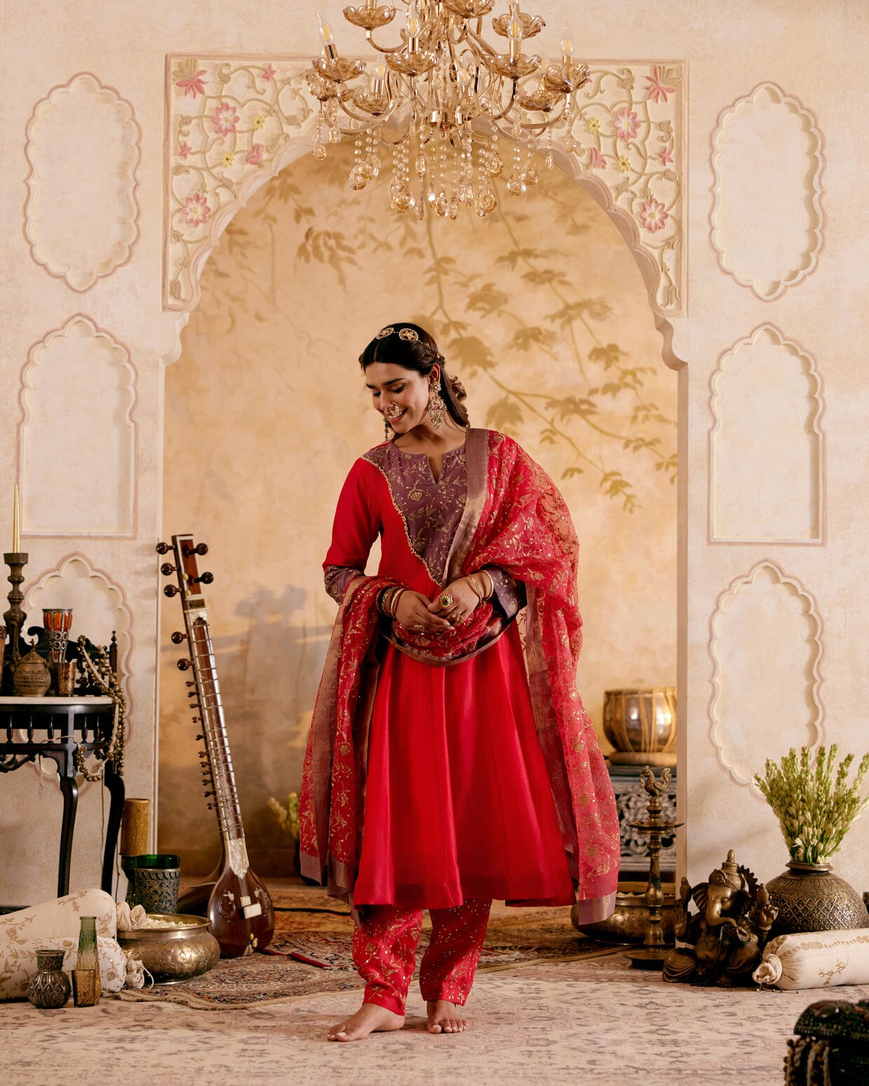SURMAYI raag Kafi- set of 3( kalidar kurta, pant & dupatta) Naaz By Noor