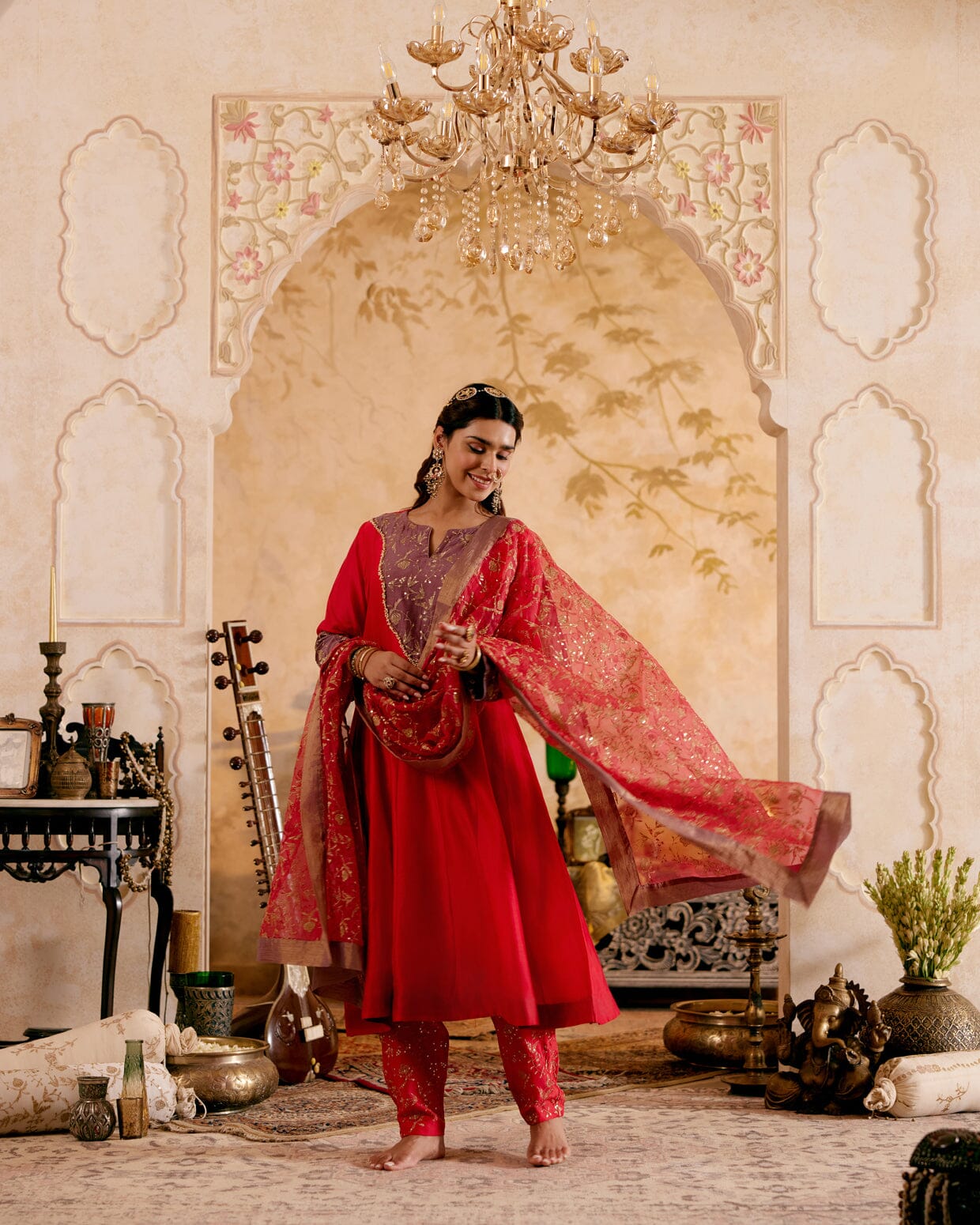 SURMAYI raag Kafi- set of 3( kalidar kurta, pant & dupatta) Naaz By Noor