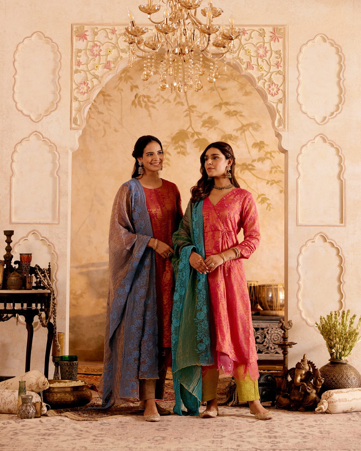 SURMAYI raag Maahuri- set of 3 ( plum kurta, pant & dupatta) Naaz By Noor