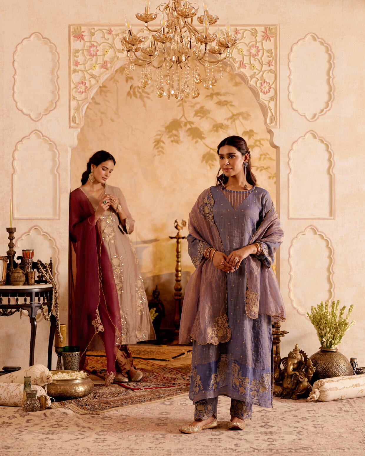 SURMAYI raag Pahadi- set of 3( kurta, pant & dupatta) Naaz By Noor