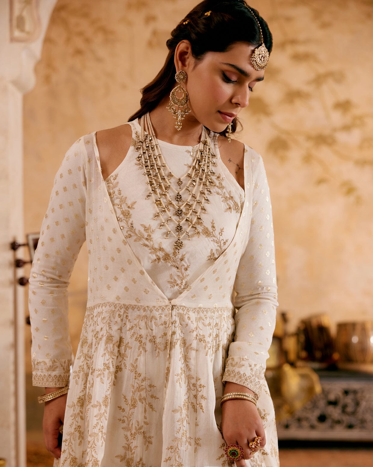 SURMAYI raag Ramani- set of 4( crop top, kalidar overlay, pant & dupatta) Naaz By Noor