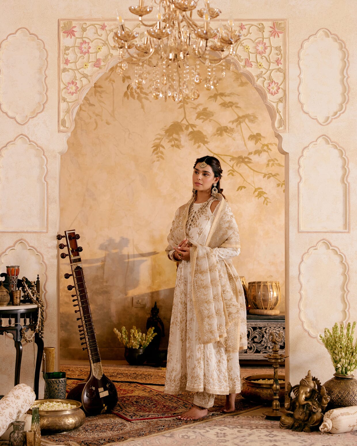 SURMAYI raag Ramani- set of 4( crop top, kalidar overlay, pant & dupatta) Naaz By Noor