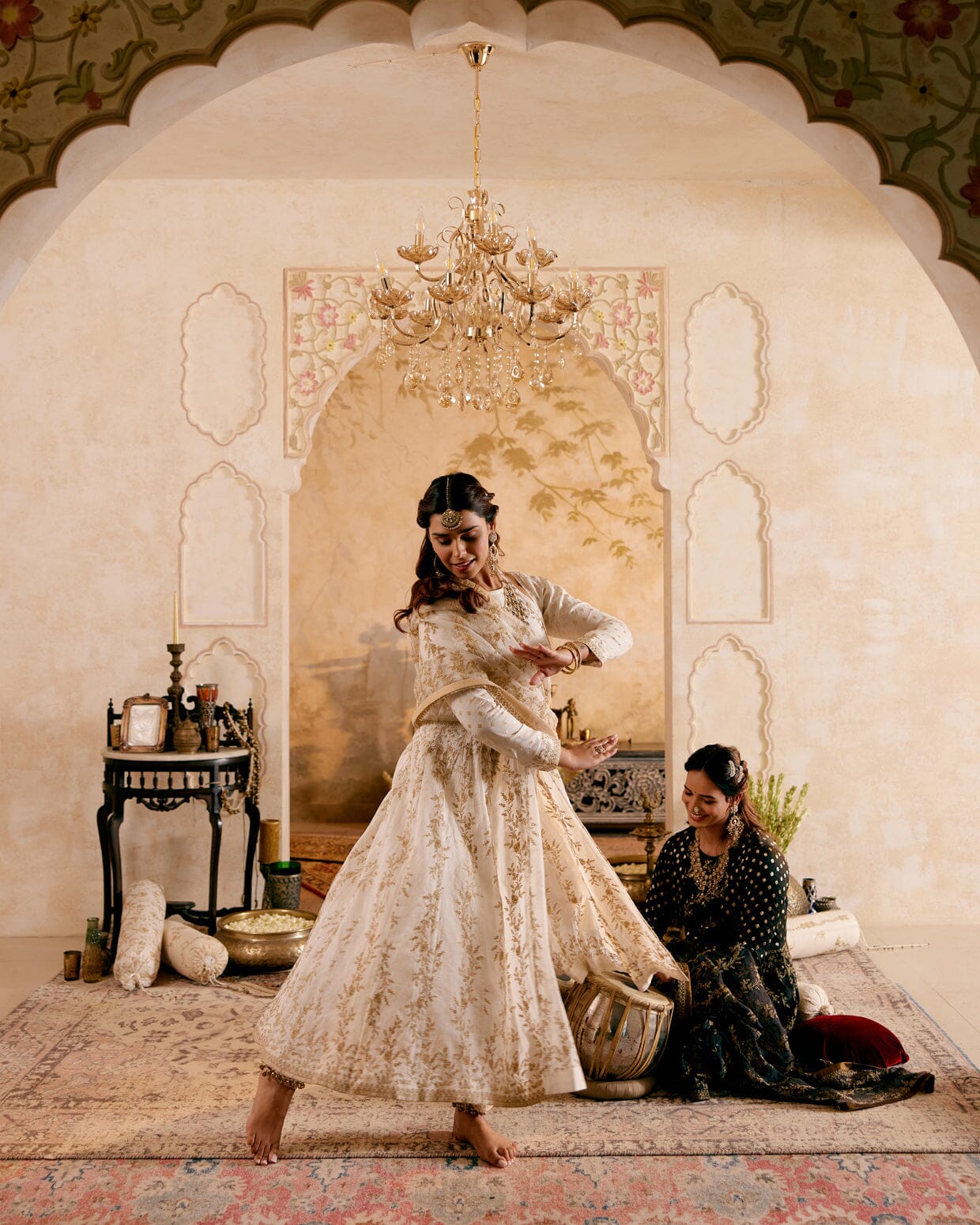 SURMAYI raag Ramani- set of 4( crop top, kalidar overlay, pant & dupatta) Naaz By Noor