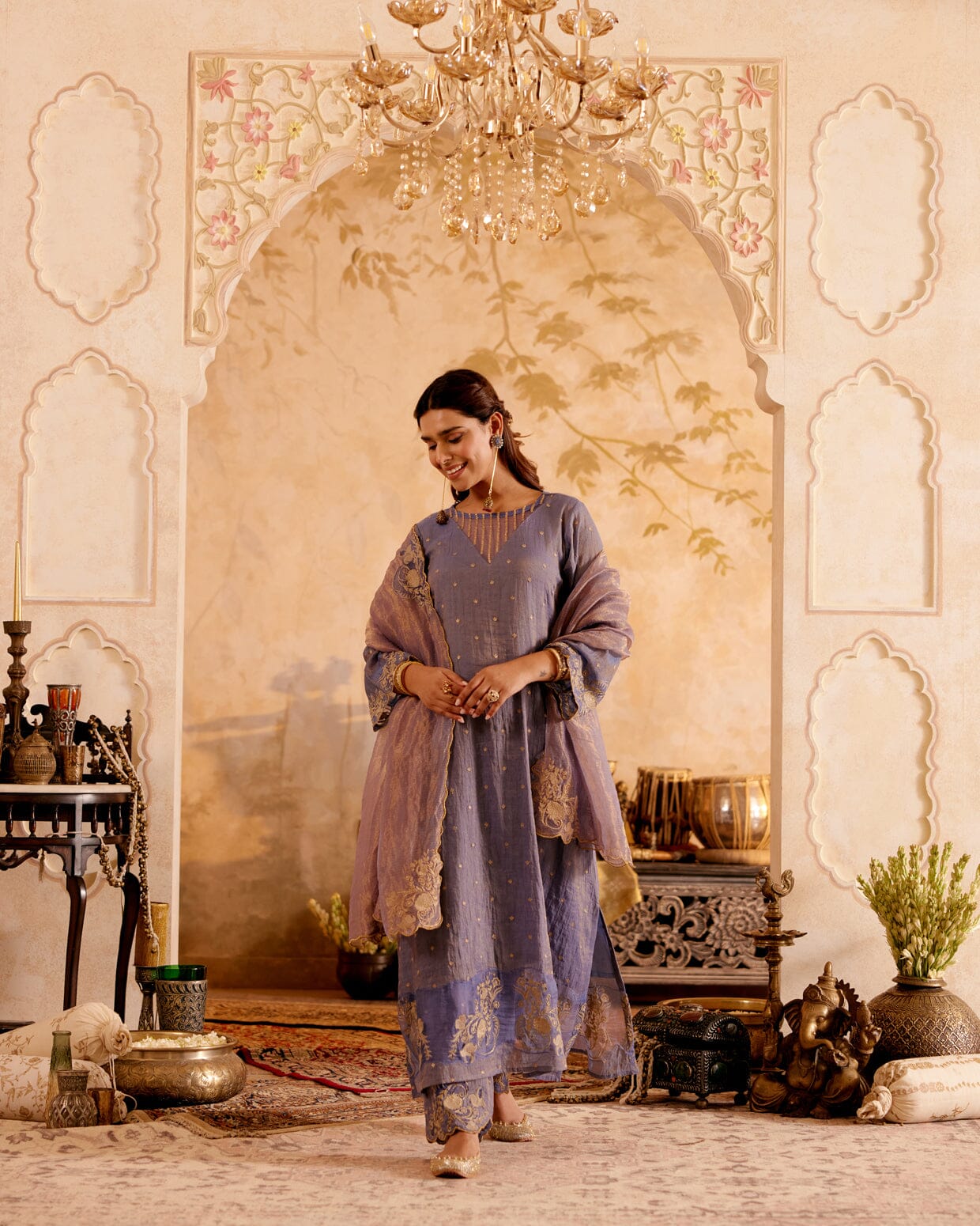 SURMAYI raag Todi-set of 3( kurta, pant& dupatta) Naaz By Noor