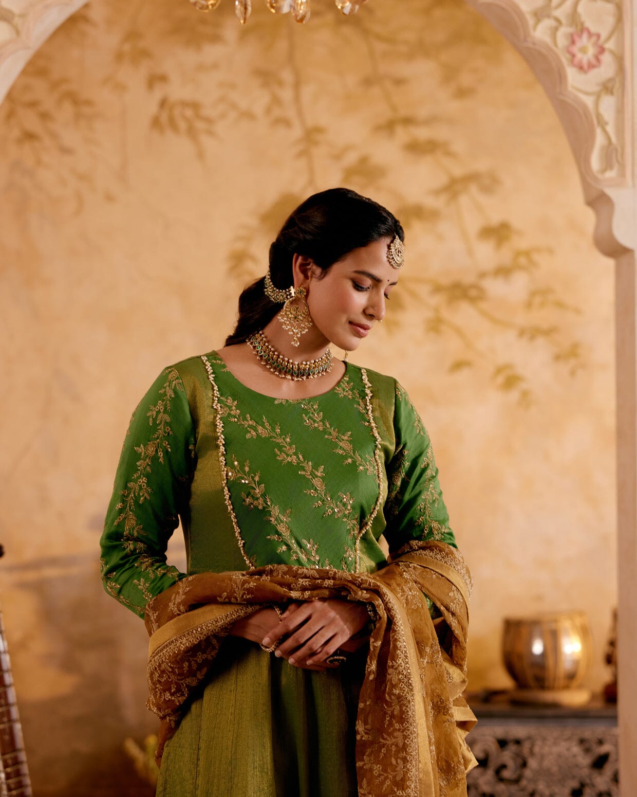 SURMAYI raag Yaman-set of 3( kalidar kurta, pant & dupatta) Naaz By Noor