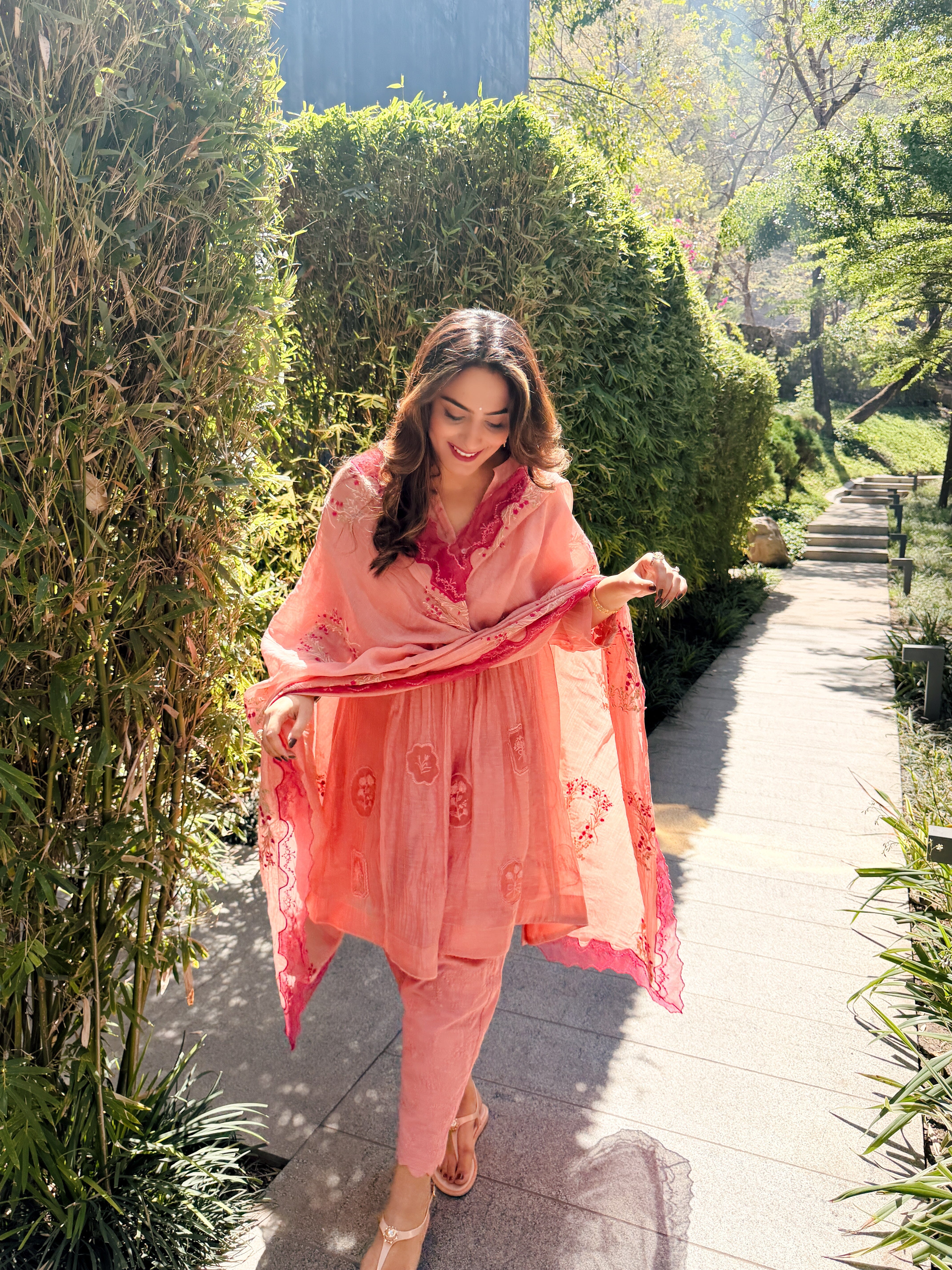 VINTAGE PINK- SET OF 3( KURTA, PANT & DUPATTA) Naaz By Noor