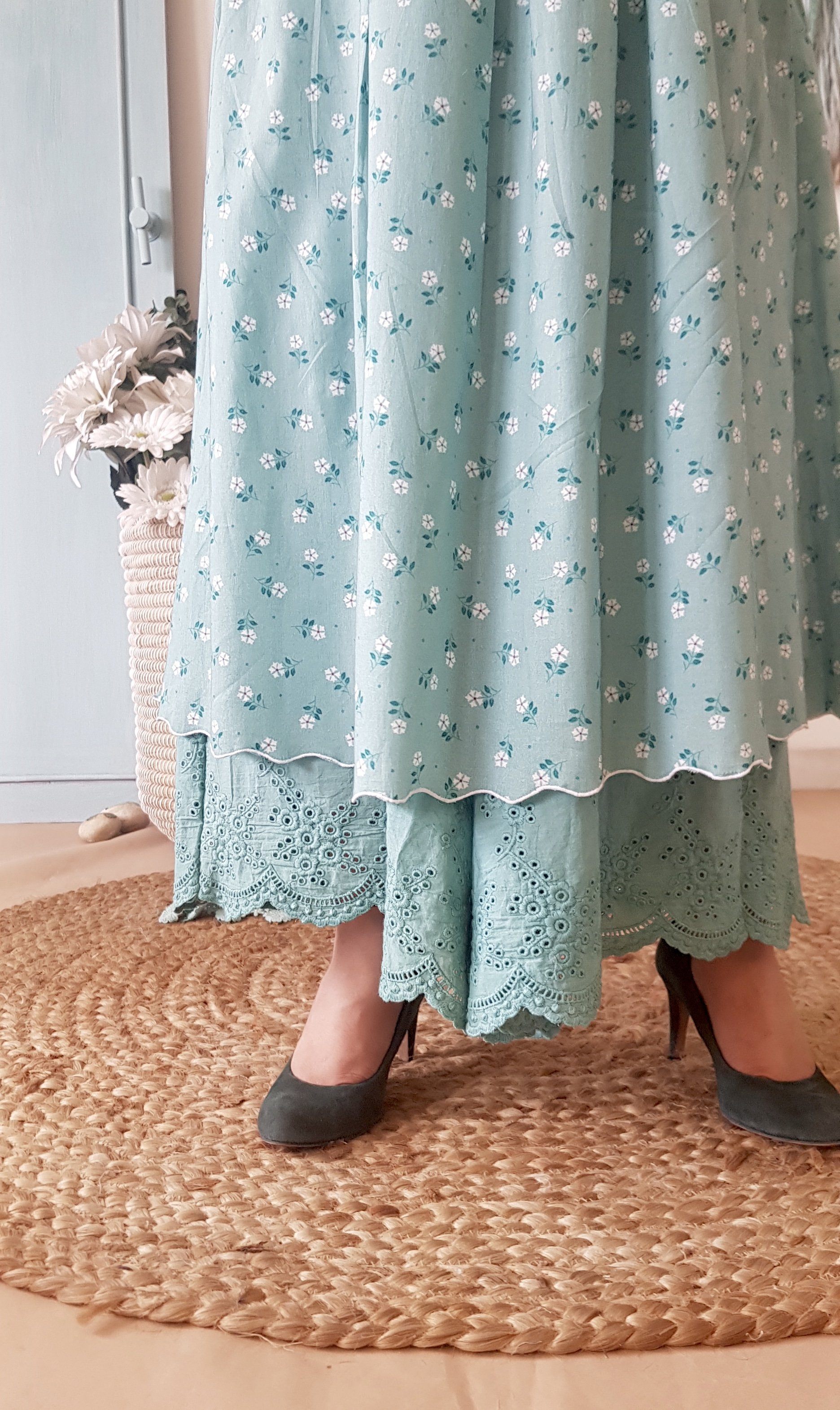 BLUE POPPY KURTA WITH SCHIFLLI PLAZZO WITHOUT DUPATTA - Naaz By Noor