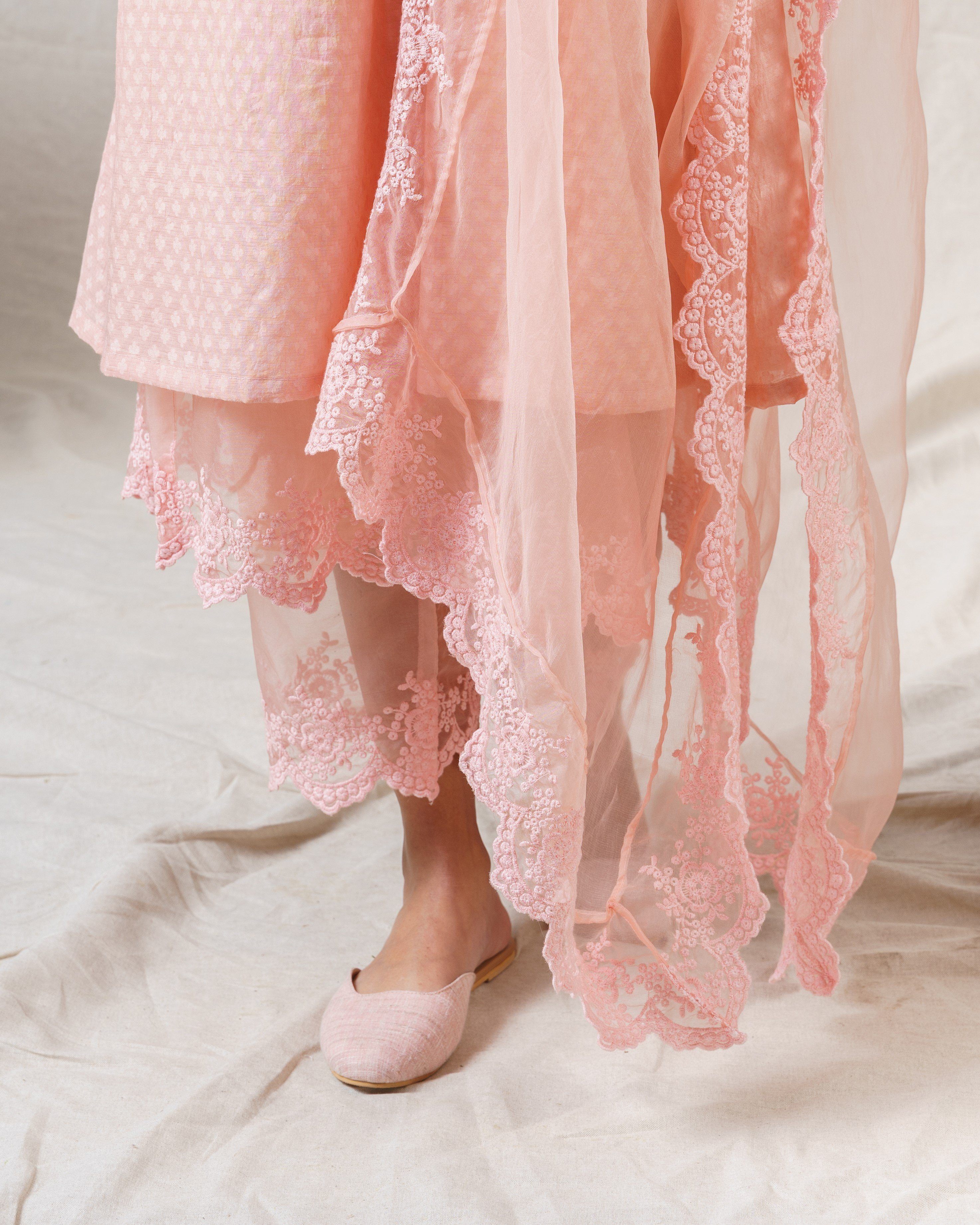 Cinnamon Peach ensemble (kurta and pant , without dupatta ) - Naaz By Noor