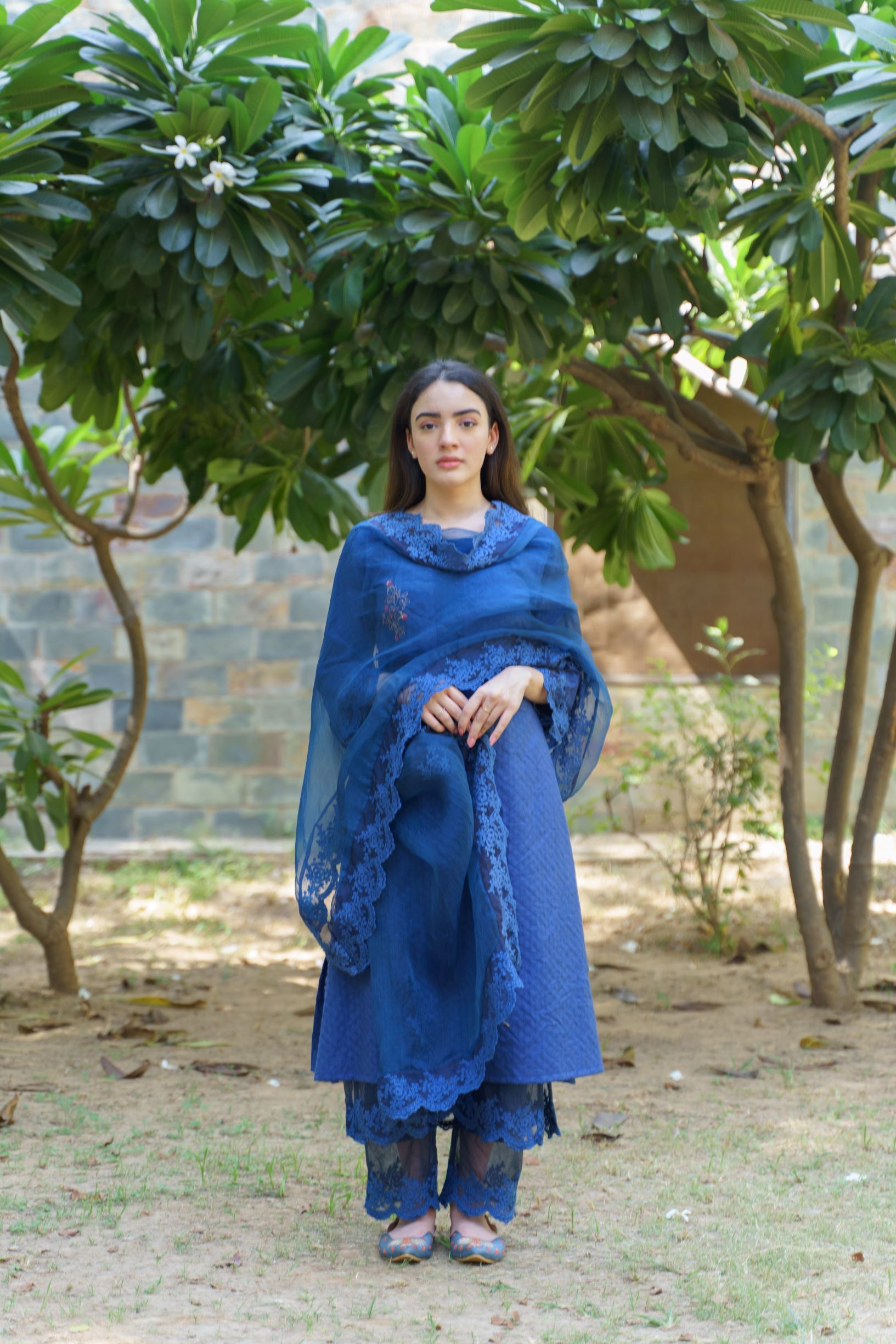 CLASSIC BLUE ENSEMBLE-SET OF 3 Naaz By Noor