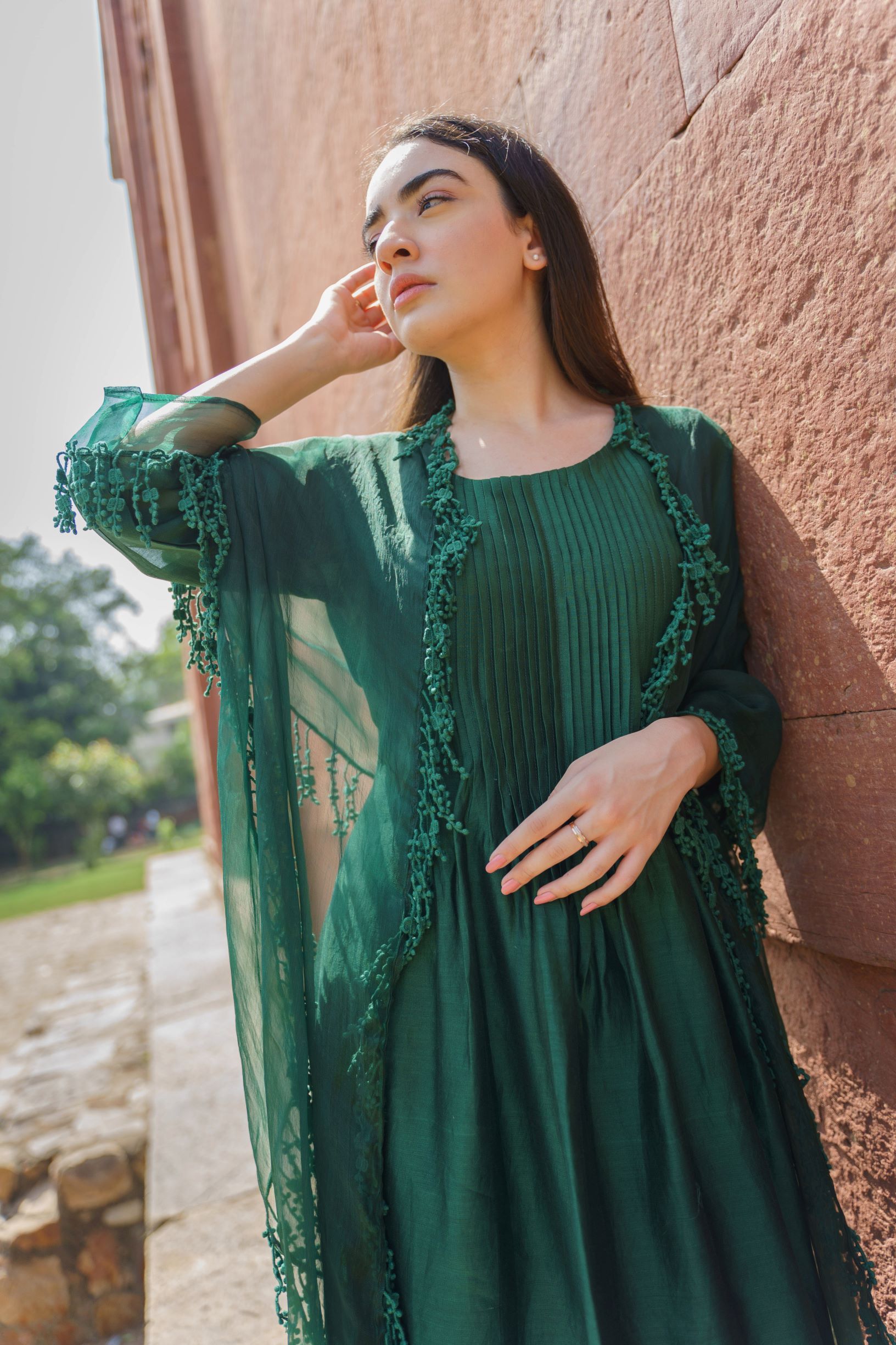 CLASSIC GREEN ENSEMBLE-SET OF 3 Naaz By Noor