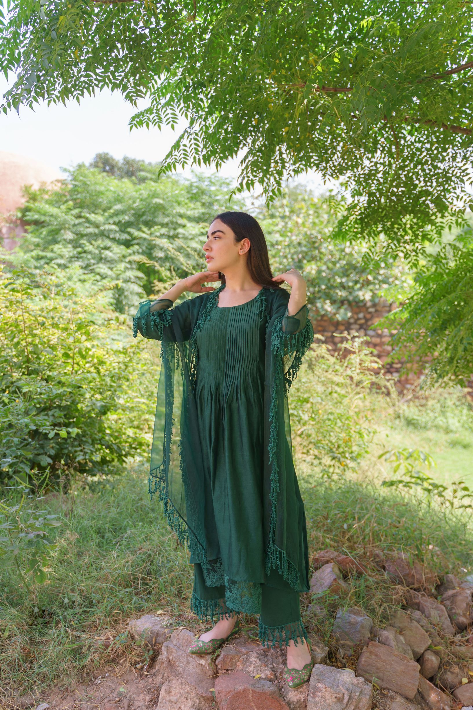 CLASSIC GREEN ENSEMBLE-SET OF 3 Naaz By Noor