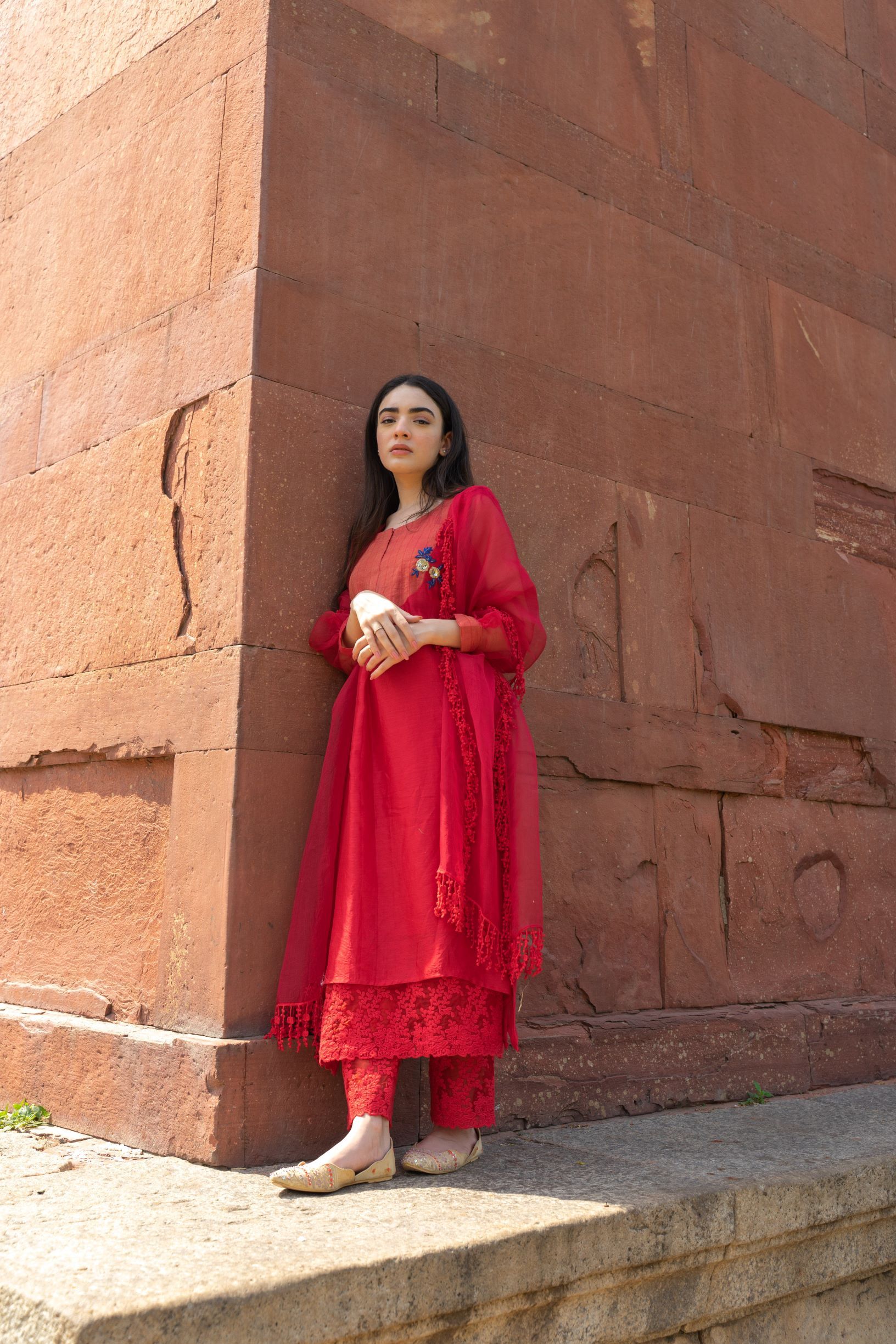 CLASSIC RED ENSEMBLE- SET OF 3 Naaz By Noor