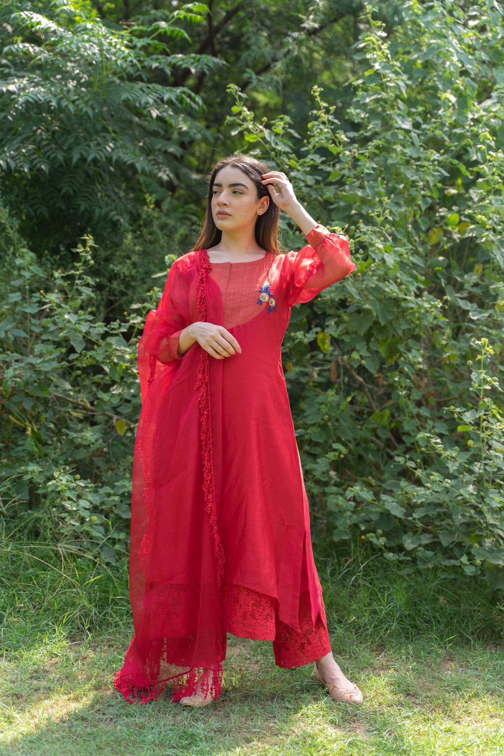 CLASSIC RED ENSEMBLE- SET OF 3 Naaz By Noor