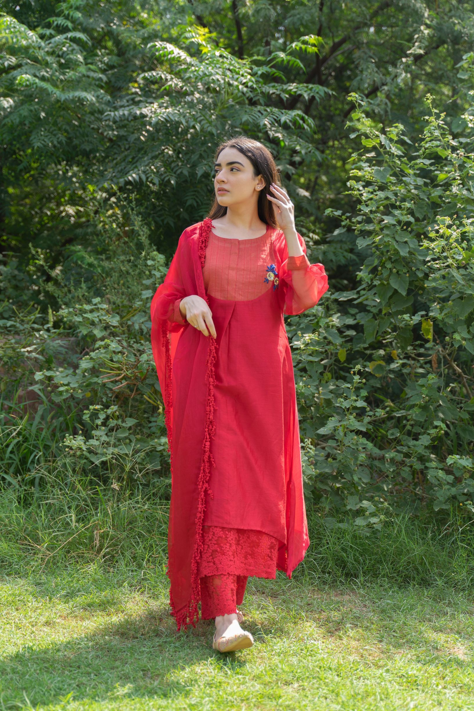 CLASSIC RED ENSEMBLE- SET OF 3 Naaz By Noor