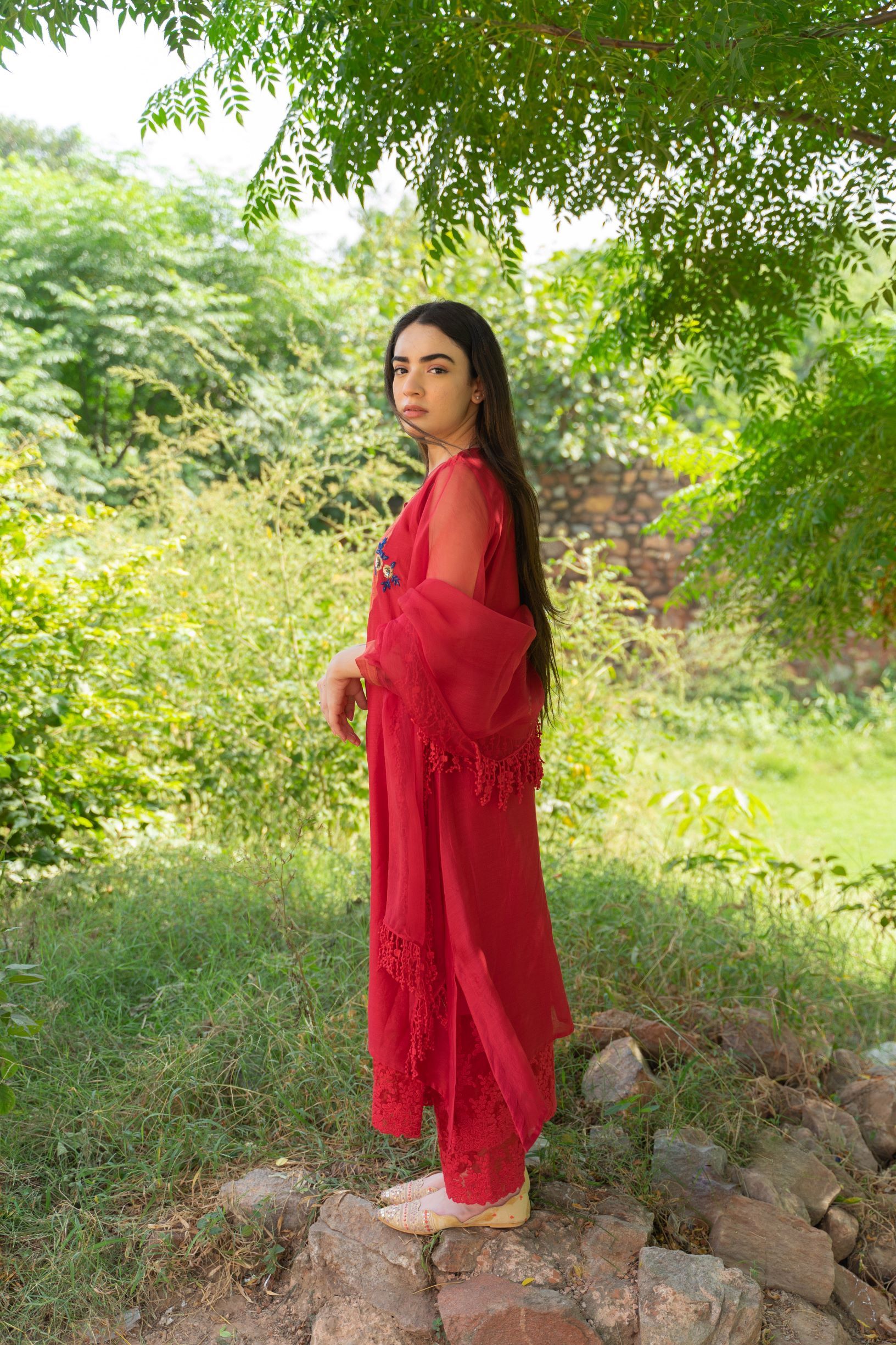 CLASSIC RED ENSEMBLE- SET OF 3 Naaz By Noor