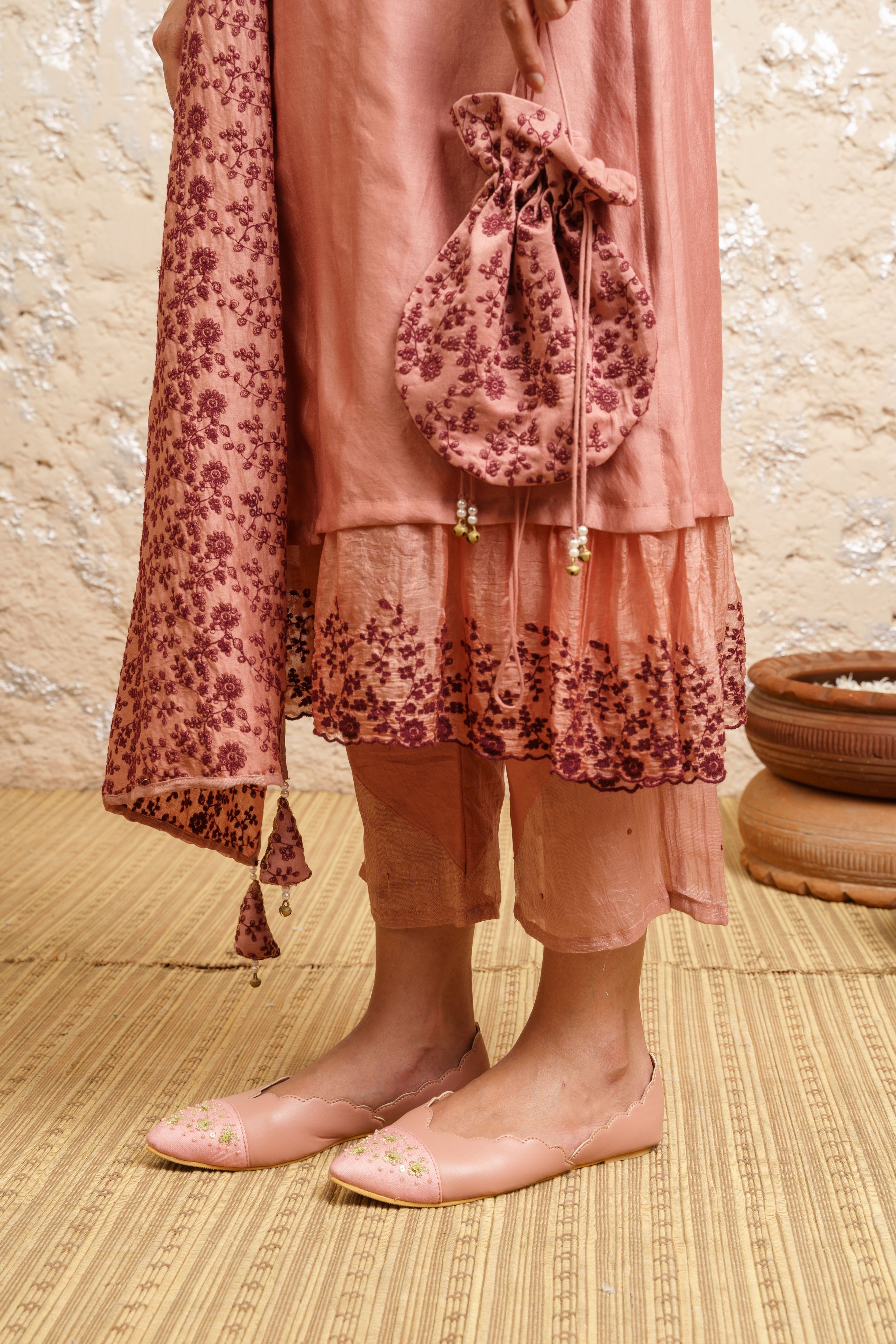 Desert Rose Kurta With Pants And Dupatta - Naaz By Noor