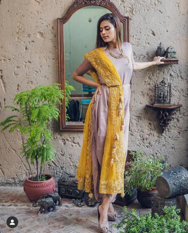 Dhoti jumpsuit with Dupatta - Naaz By Noor