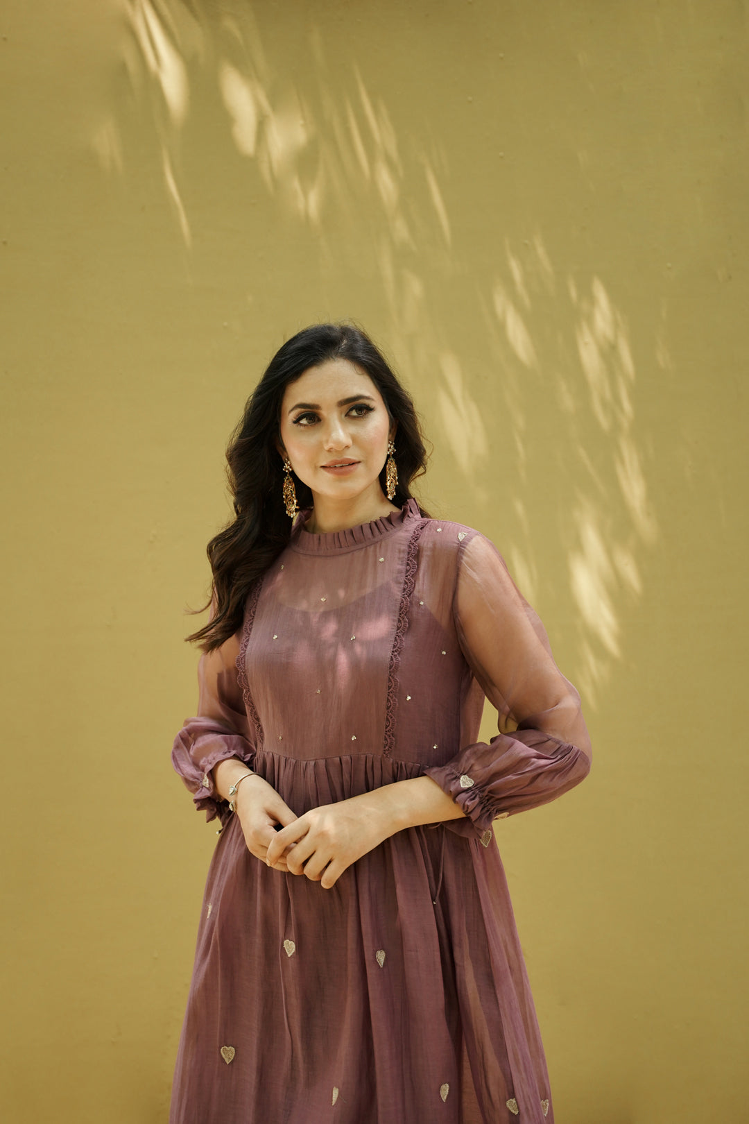 goonj( mauve)- set of 2- kurta with pant Naaz By Noor