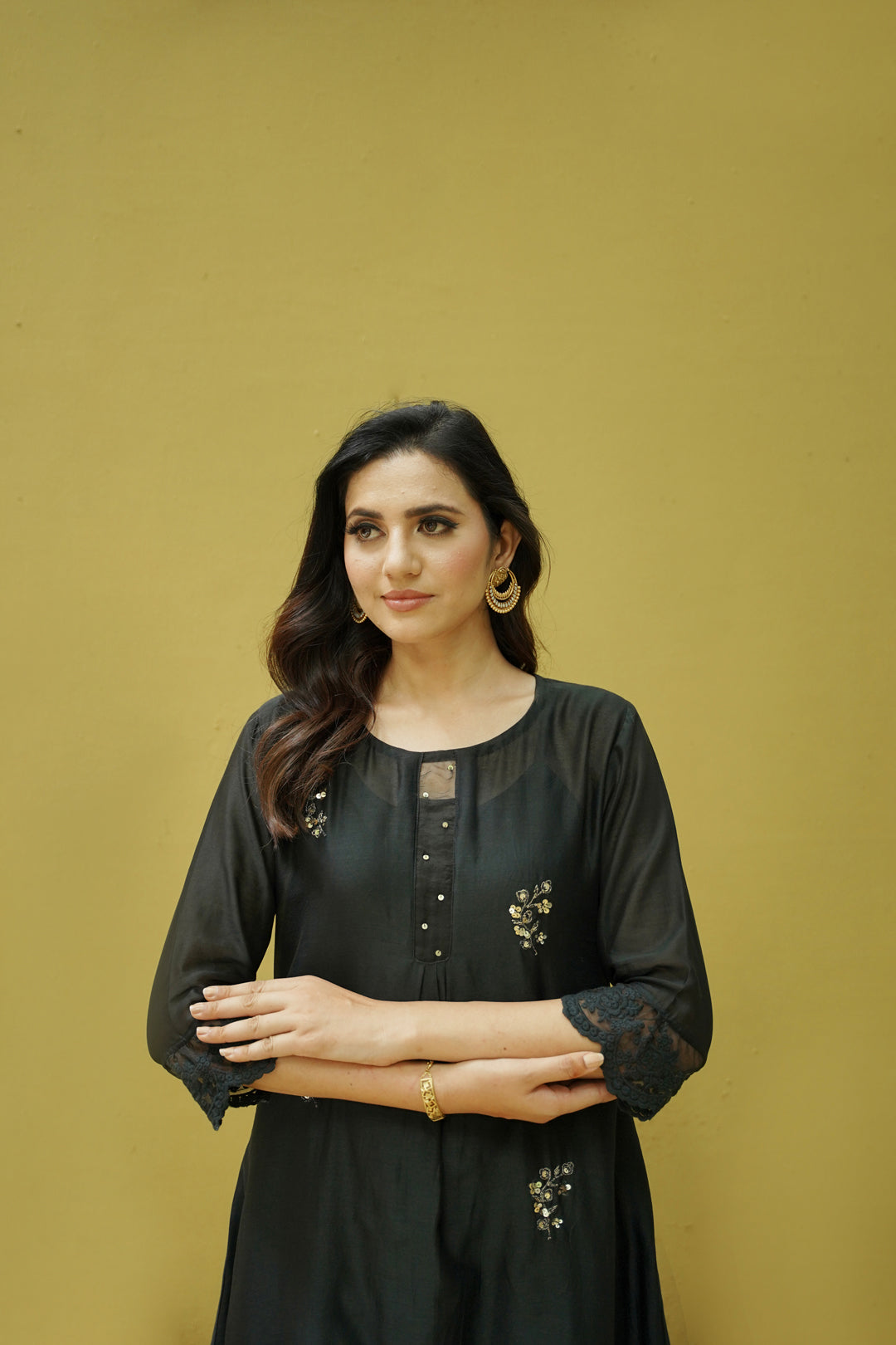 goonj(black)-set of 3- kurta,pant & dupatta Naaz By Noor