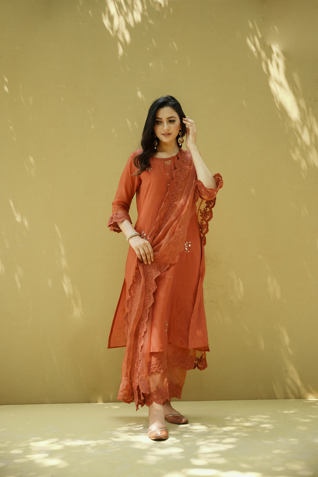 goonj(ginger) -set of 3- kurta, pant & dupatta Naaz By Noor