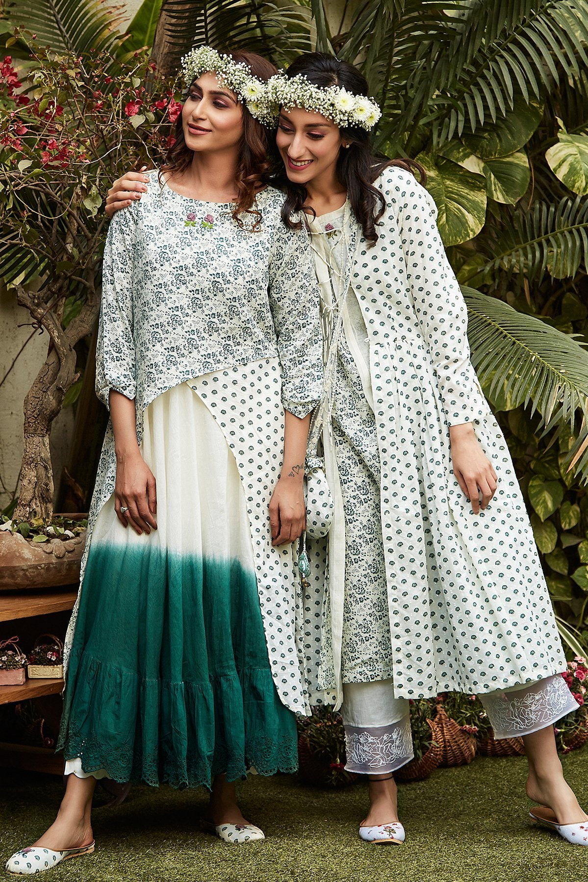 Ivory Layered Kurta (Without Cape) - Naaz By Noor