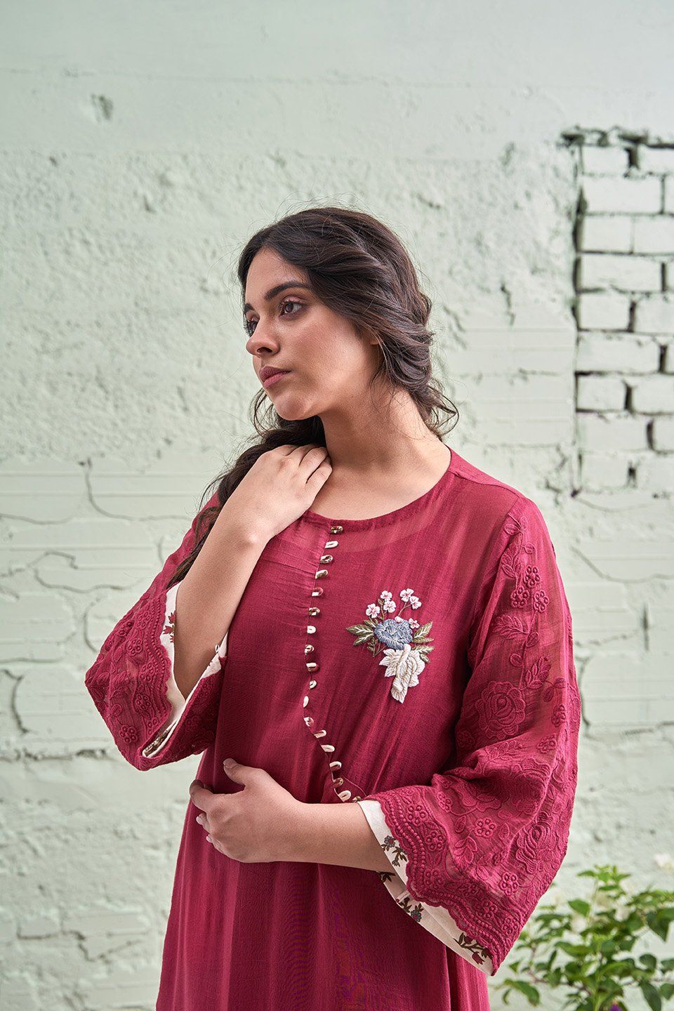 JAMUN ki tokri (gehri laal)- set of 2 - kurta &pant Naaz By Noor