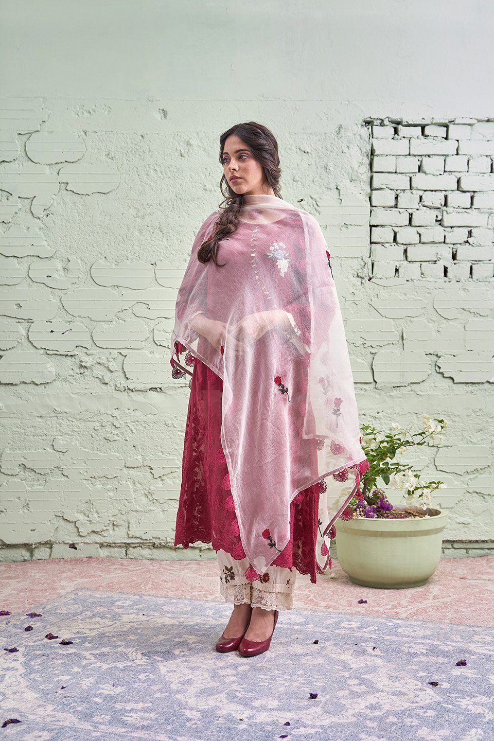 JAMUN ki tokri (gehri laal)- set of 2 - kurta &pant Naaz By Noor