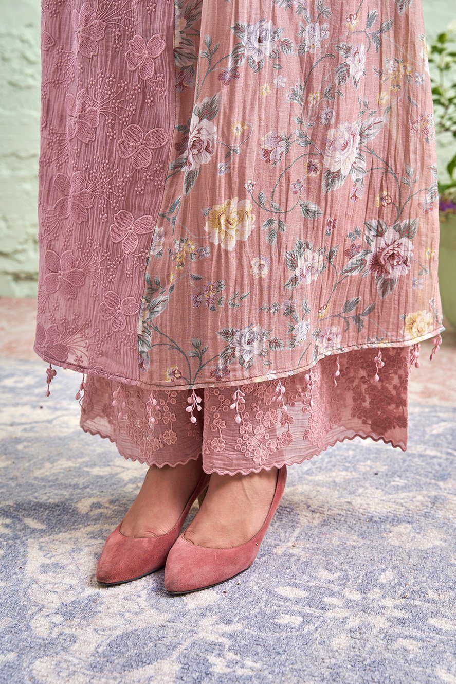 JAMUN ki tokri ( halki gulabi)- set of 2- kurta, pant Naaz By Noor