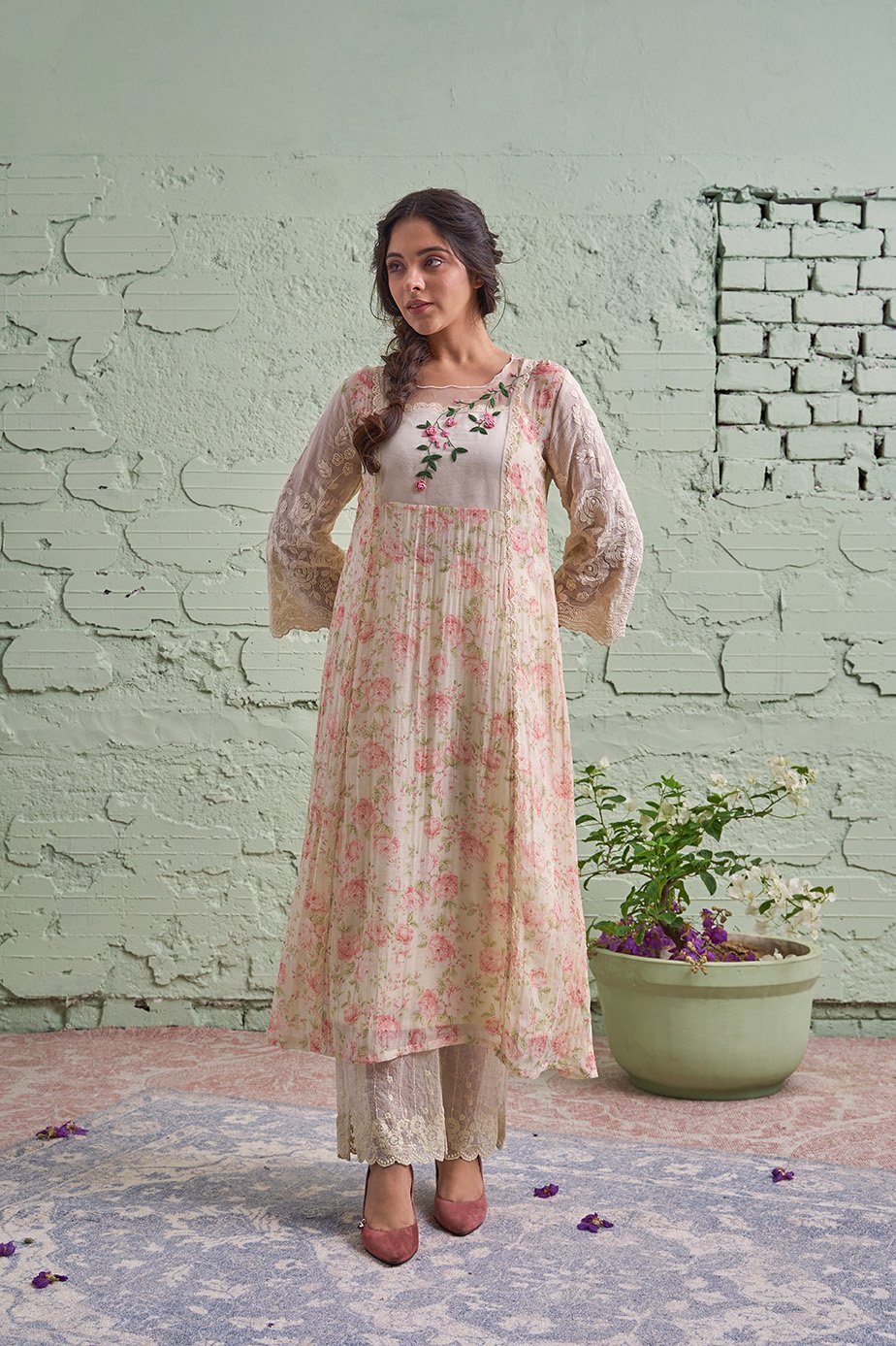 JAMUN ki tokri ( malai si ) - set of 3- kurta, pant & dupatta Naaz By Noor