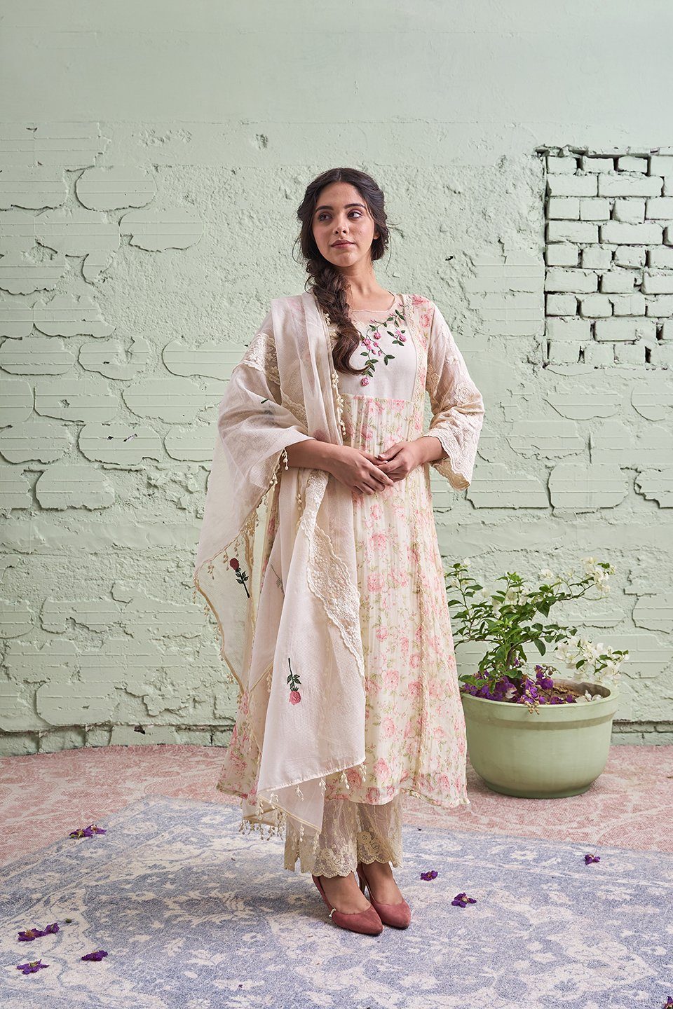 JAMUN ki tokri ( malai si ) - set of 3- kurta, pant & dupatta Naaz By Noor