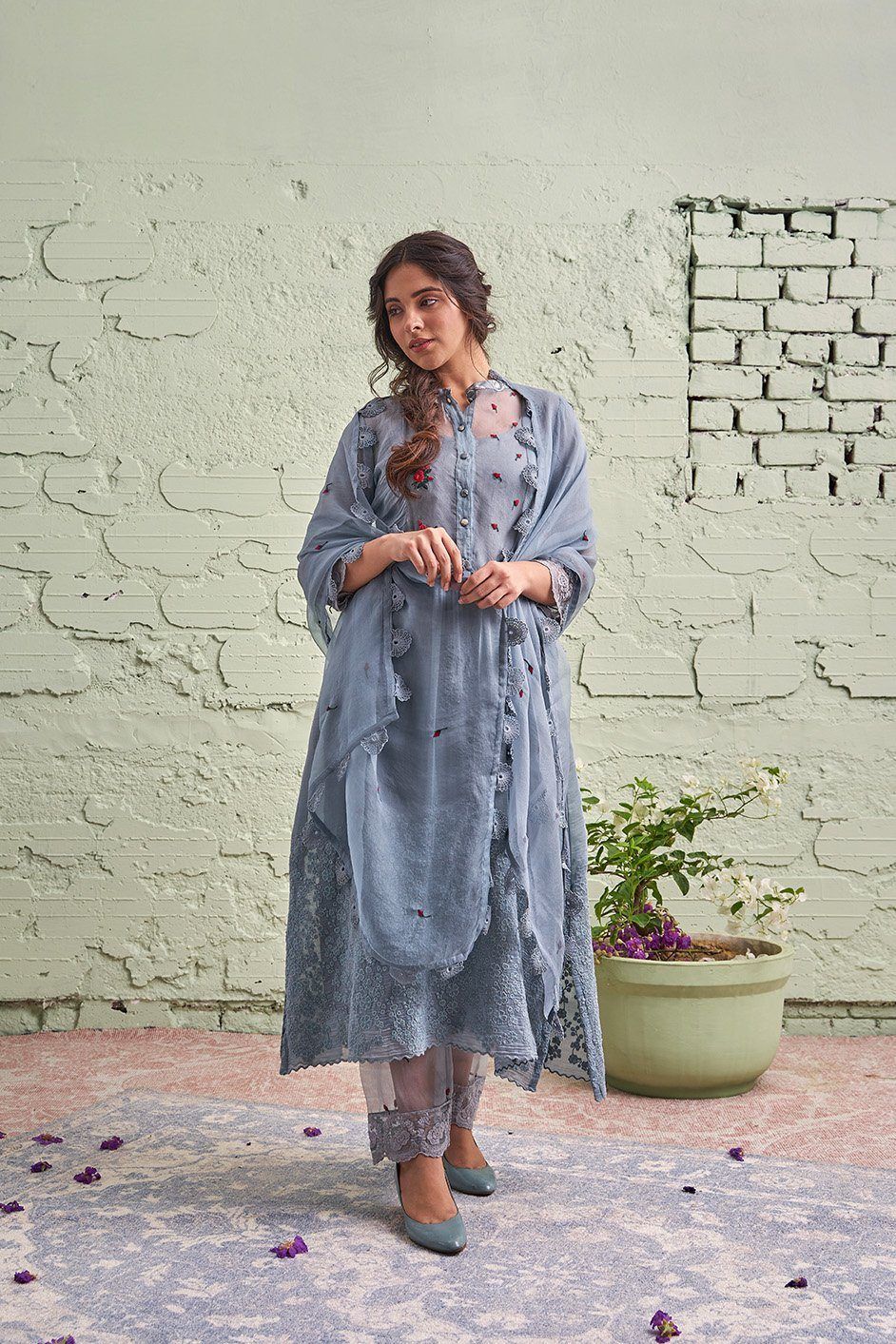 JAMUN ki tokri ( neela sa sleti)- set of 2 - kurta & pant Naaz By Noor