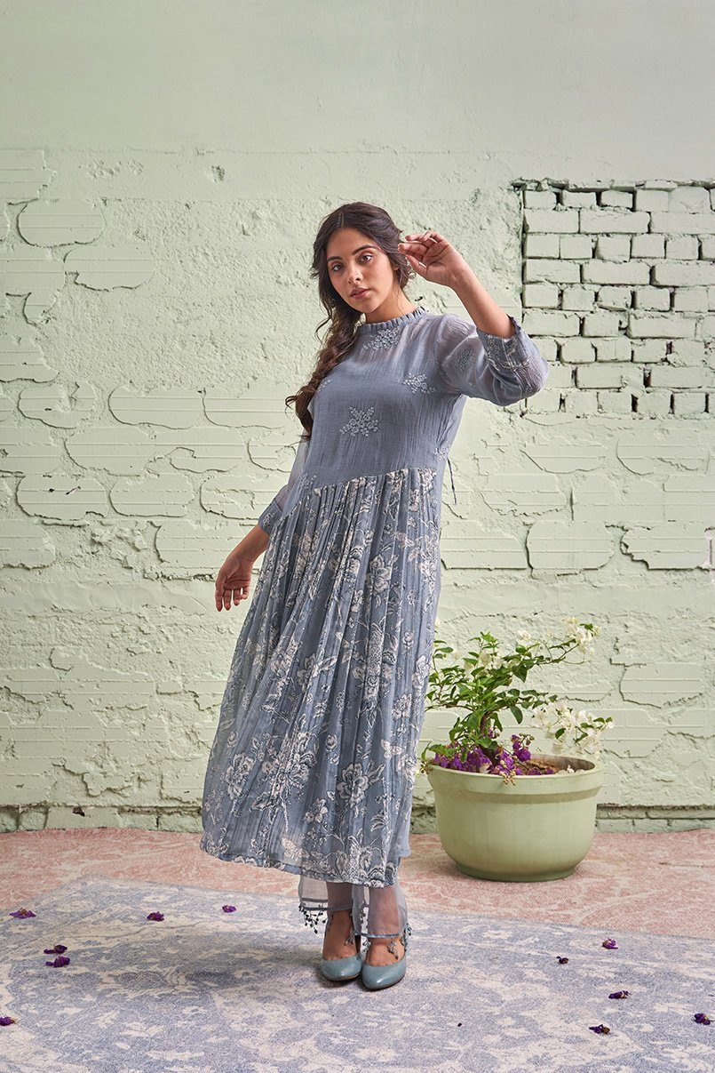 JAMUN ki tokri ( neela sa sleti )-set of 2- kurta with pants Naaz By Noor